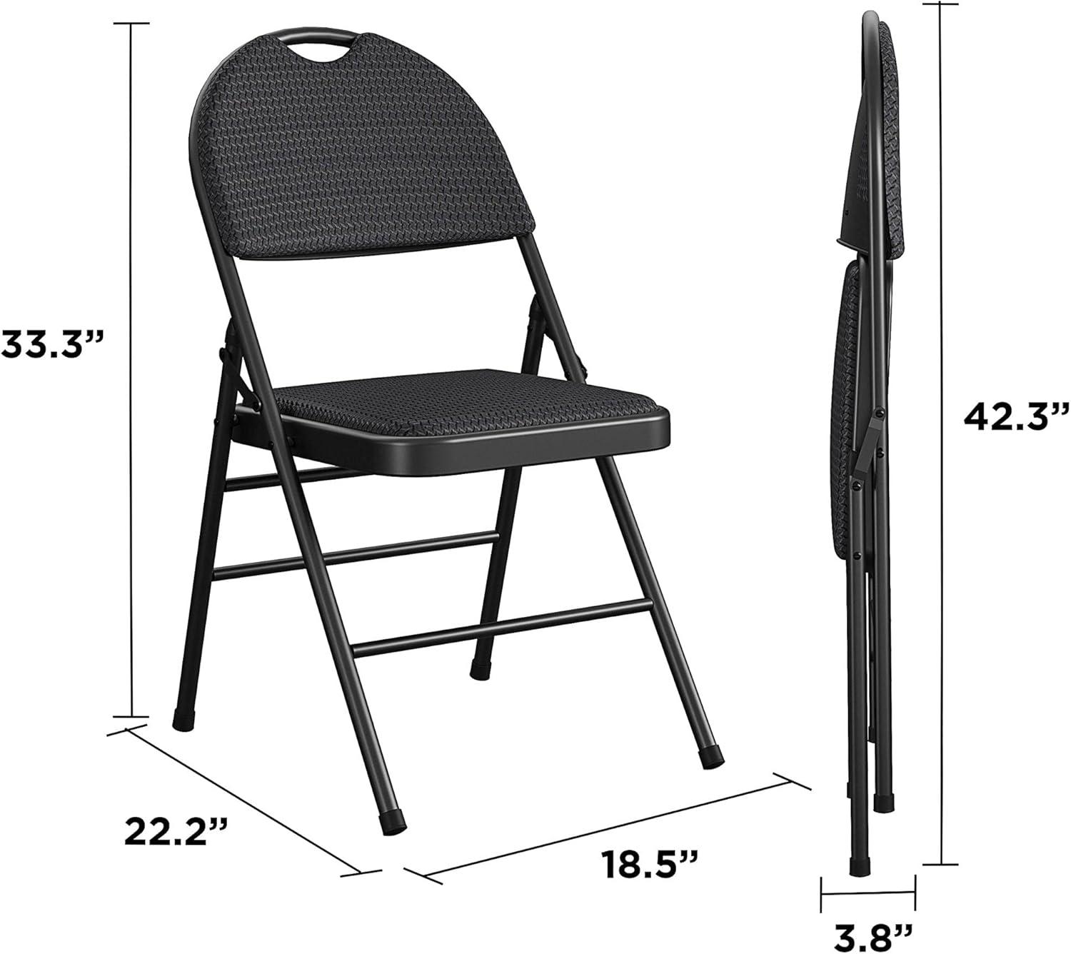 COSCO Commercial XL Comfort Fabric Padded Metal Folding Chair, Triple Braced