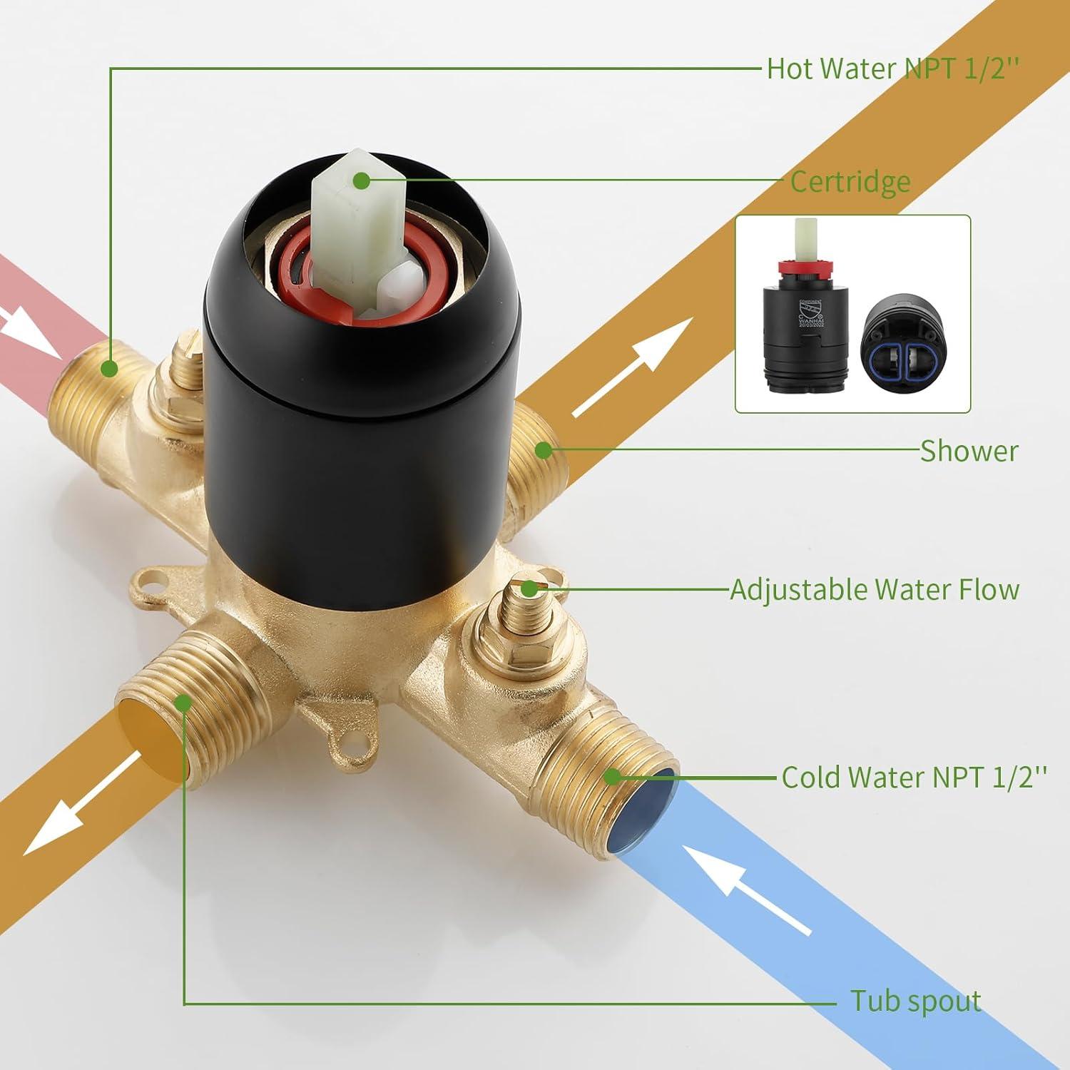 Tub Shower Faucet Set with 10 Spray Handheld Shower Matte Black Shower Head and Handle Set Shower System with Tub Spout 4.7 Inch Shower Handheld Shower Fixtures Tub and Shower Trim Kit