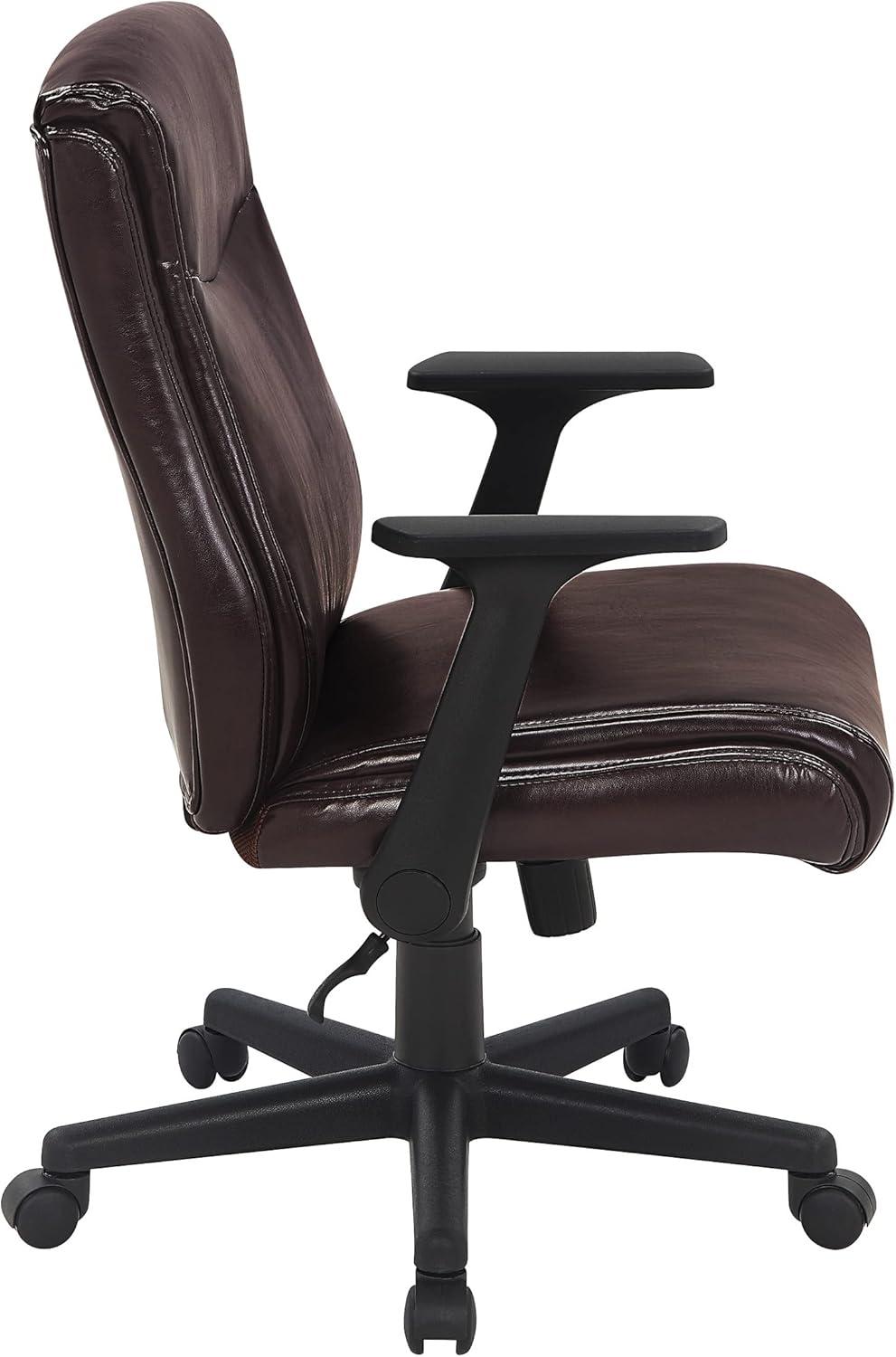 Mid-Back Managers Office Chair with Flip Up Arms in Chocolate Faux Leather