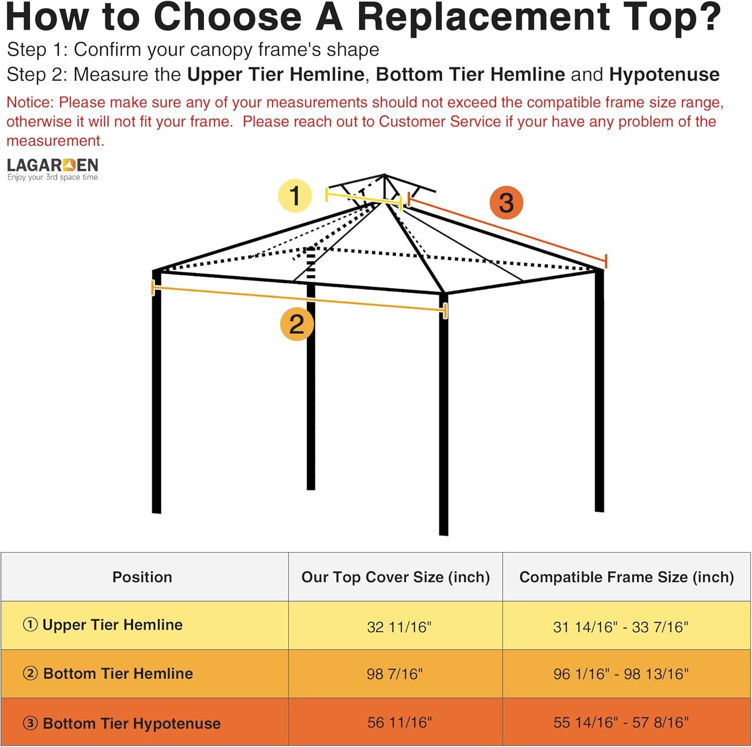 Yescom Yescom Canopy Top Replacement for 2-Tier Crescent TJSG081 Gazebo Outdoor Garden Yard Patio Cover