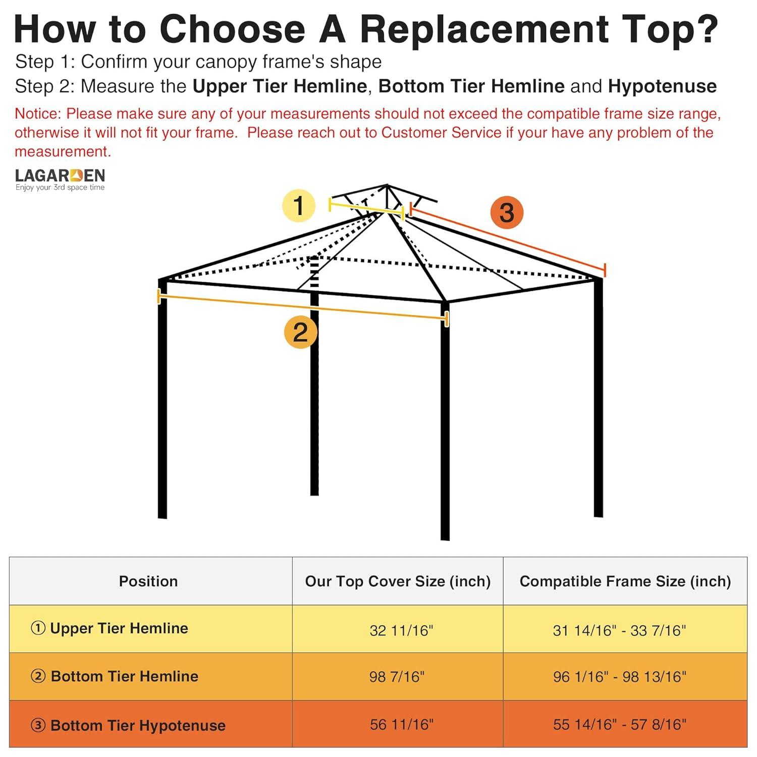 Yescom Yescom Canopy Top Replacement for 2-Tier Crescent TJSG081 Gazebo Outdoor Garden Yard Patio Cover