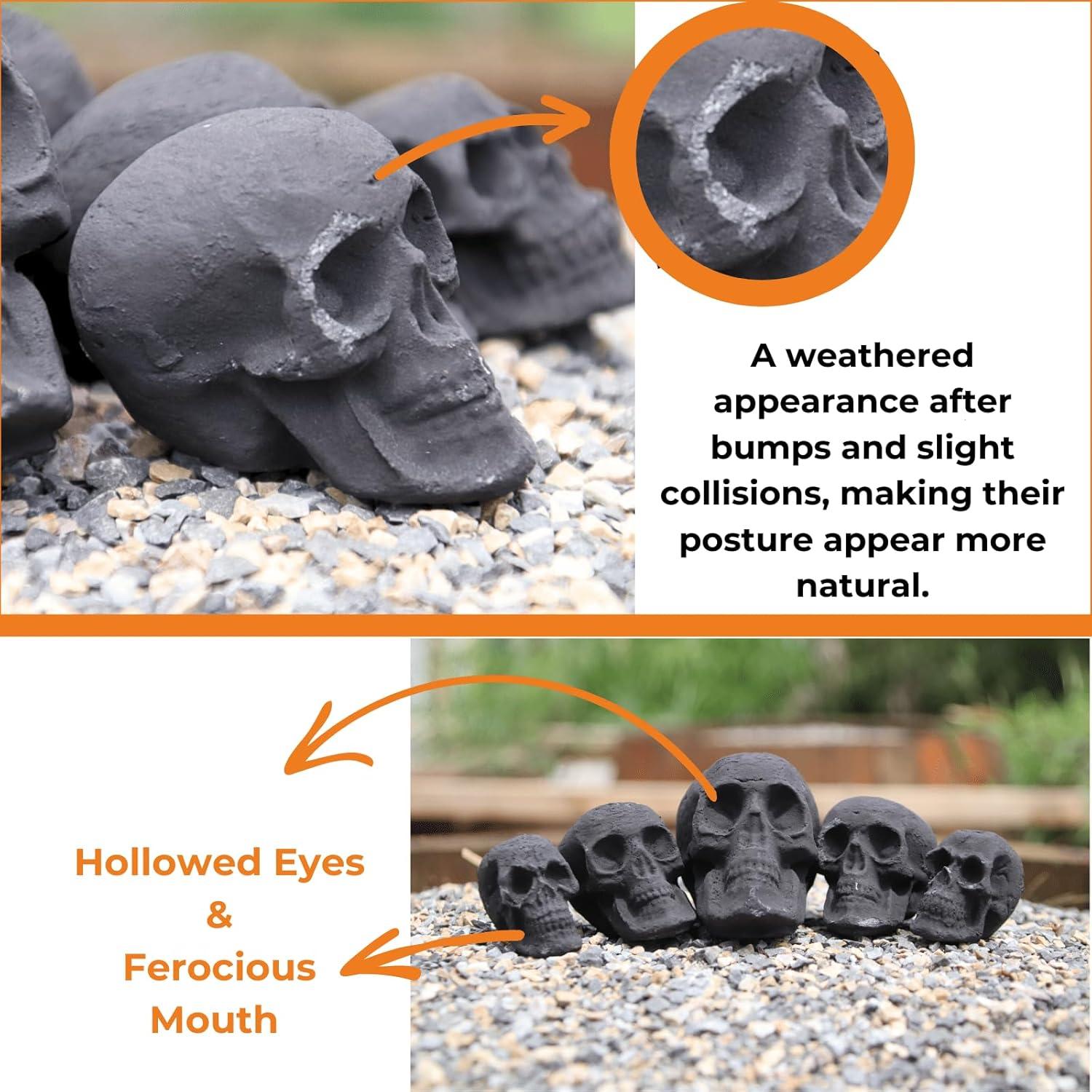 Heyfurni 7pcs Fireproof Skulls Fire Pit Logs for Stone Firepit,Bonfire,Campfire,Charcoal,Mini Size