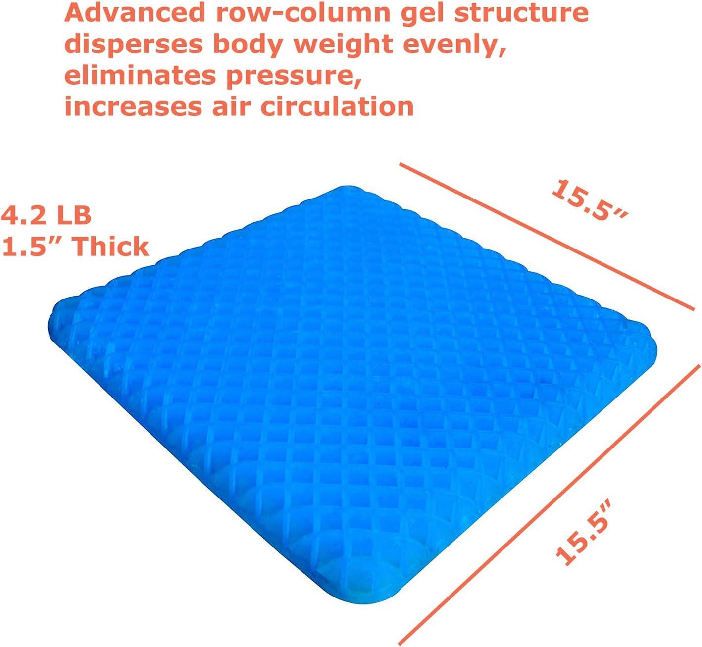 Black and Blue Orthopedic Gel Seat Cushion with Handle