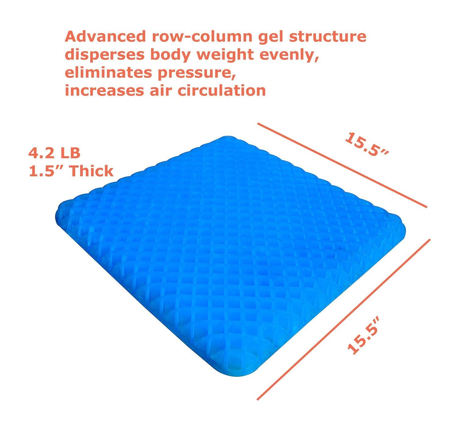 Black and Blue Orthopedic Gel Seat Cushion with Handle