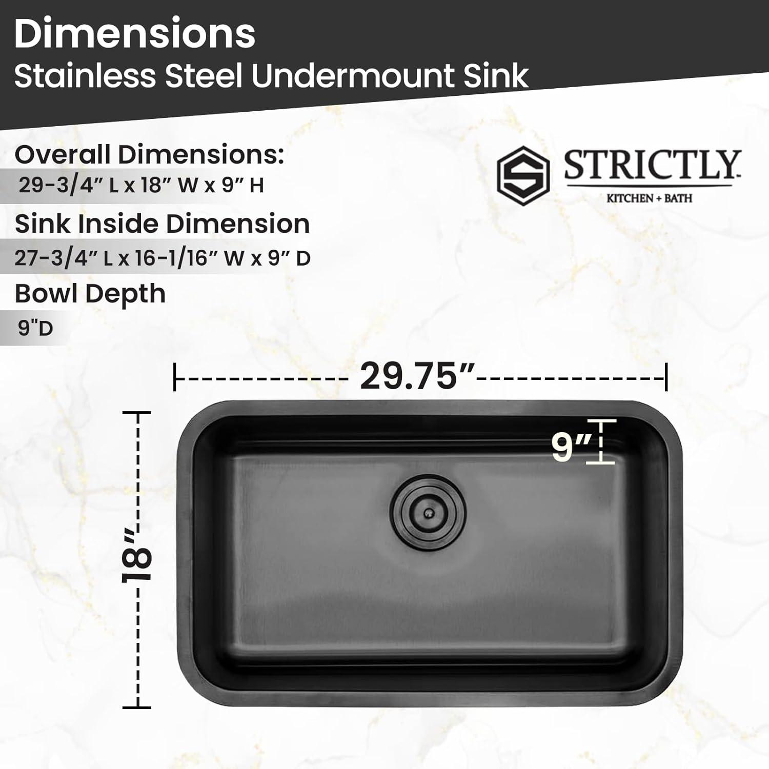 Brushed Stainless Steel Undermount Single Bowl Kitchen Sink