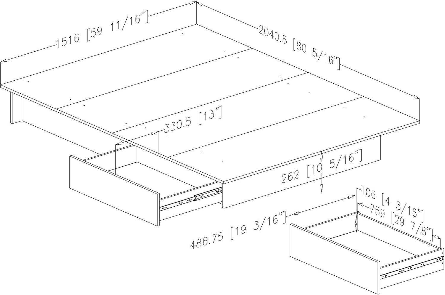 Fusion Full/Queen 2-Drawer Platform Bed Pure White