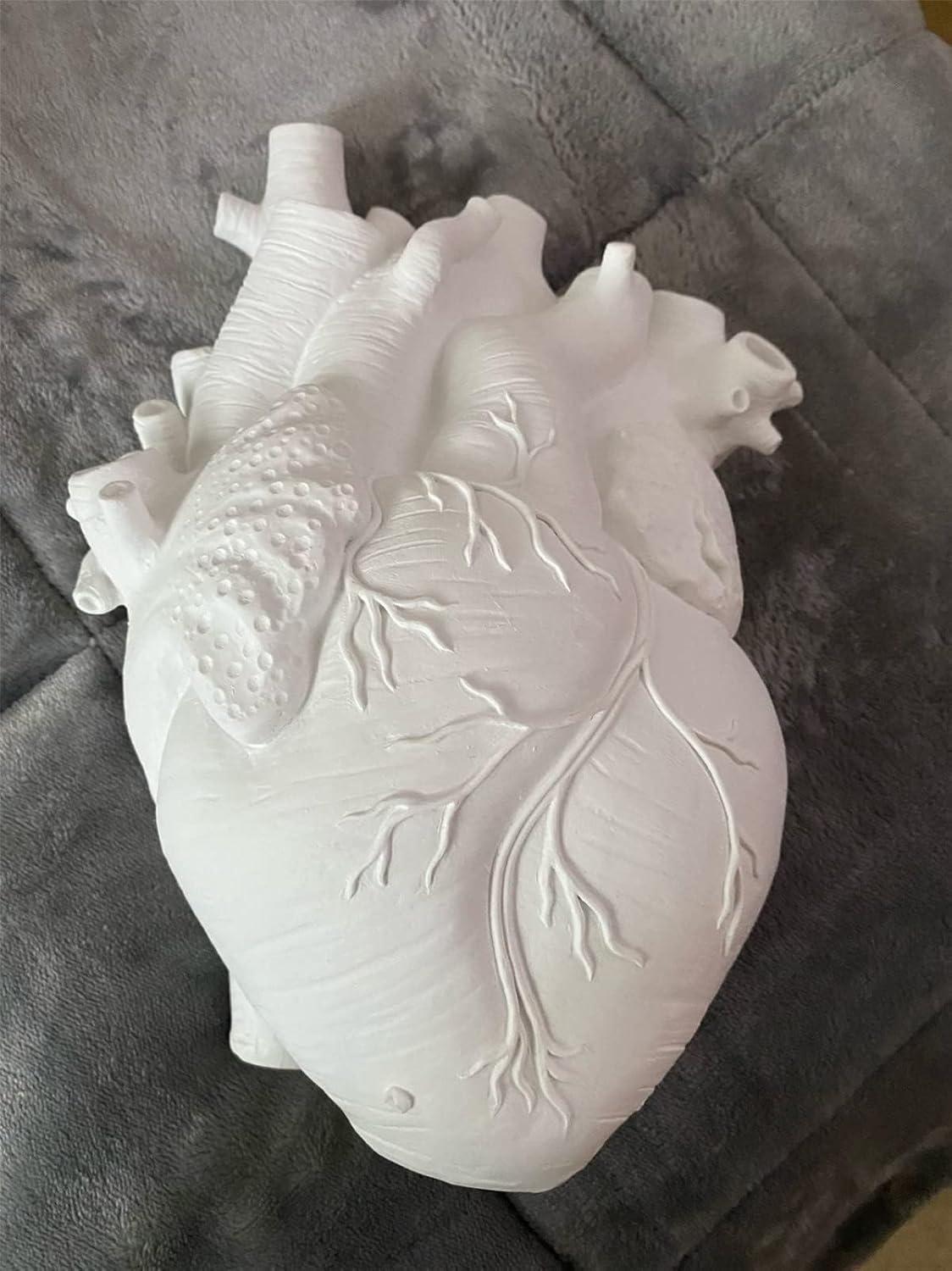 White Resin Anatomical Heart-Shaped Decorative Vase