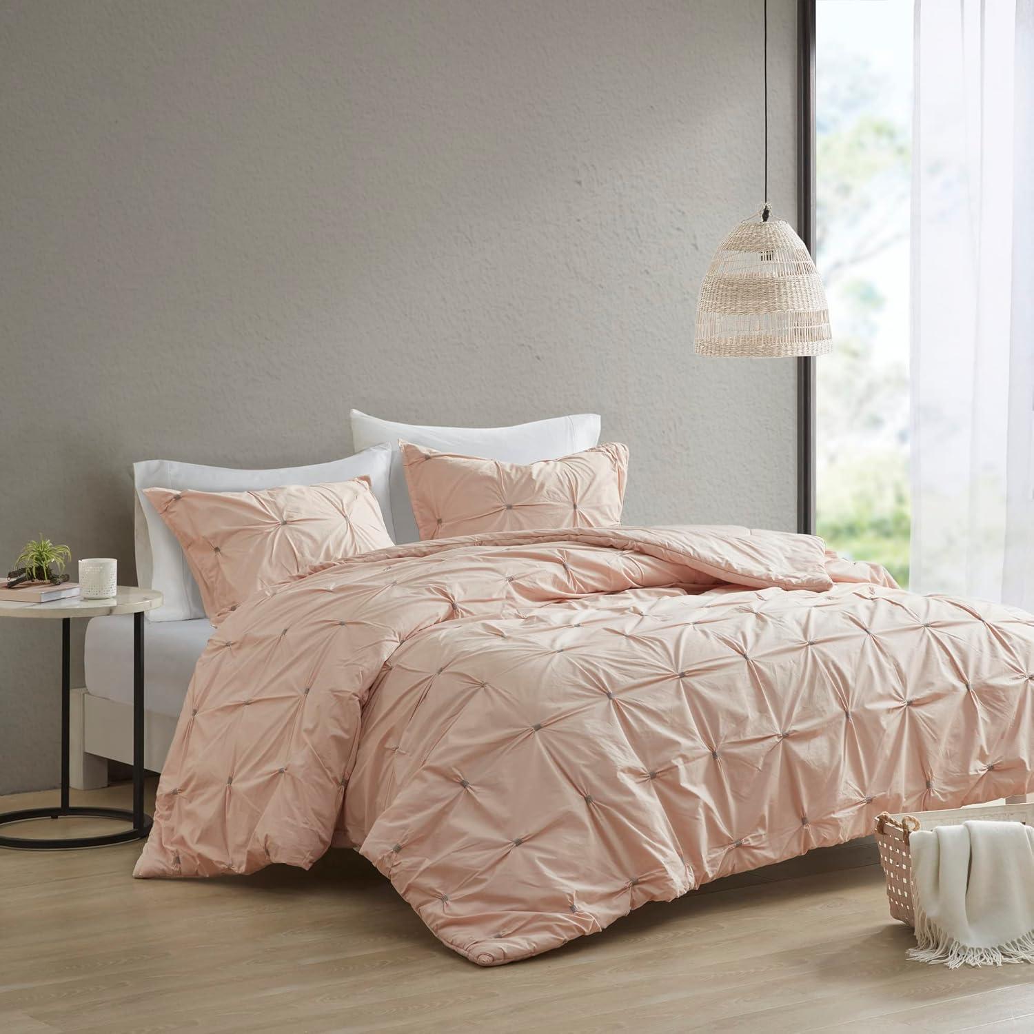 Blush Cotton California King 3-Piece Duvet Cover Set