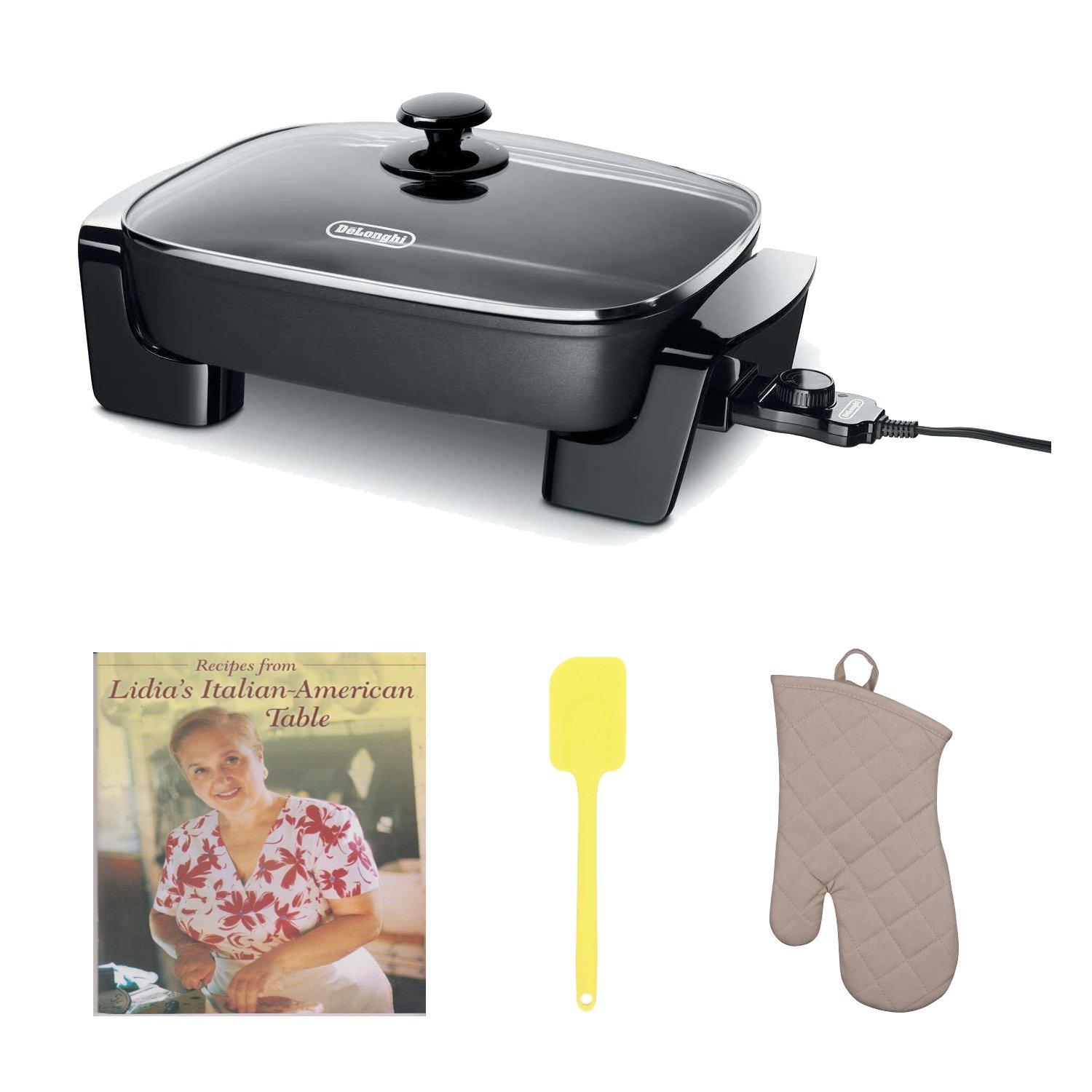 De'Longhi De'Longhi Electric Skillet with Tempered Glass Lid, 16" X 12", Black