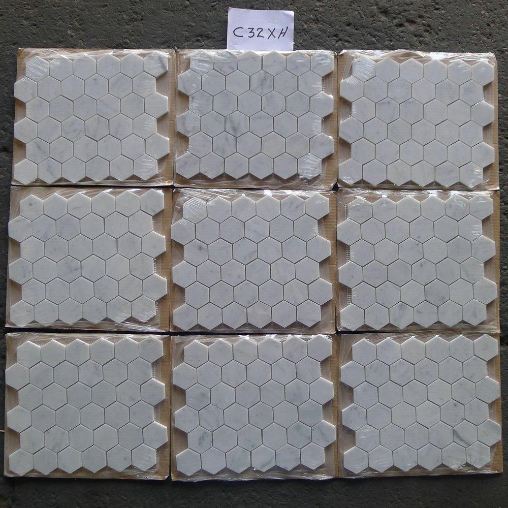 Stone Center Online Carrara White Marble 2 inch Hexagon Mosaic Tile Honed Kitchen Bath Wall Floor Backsplash Shower (1 Sheet)