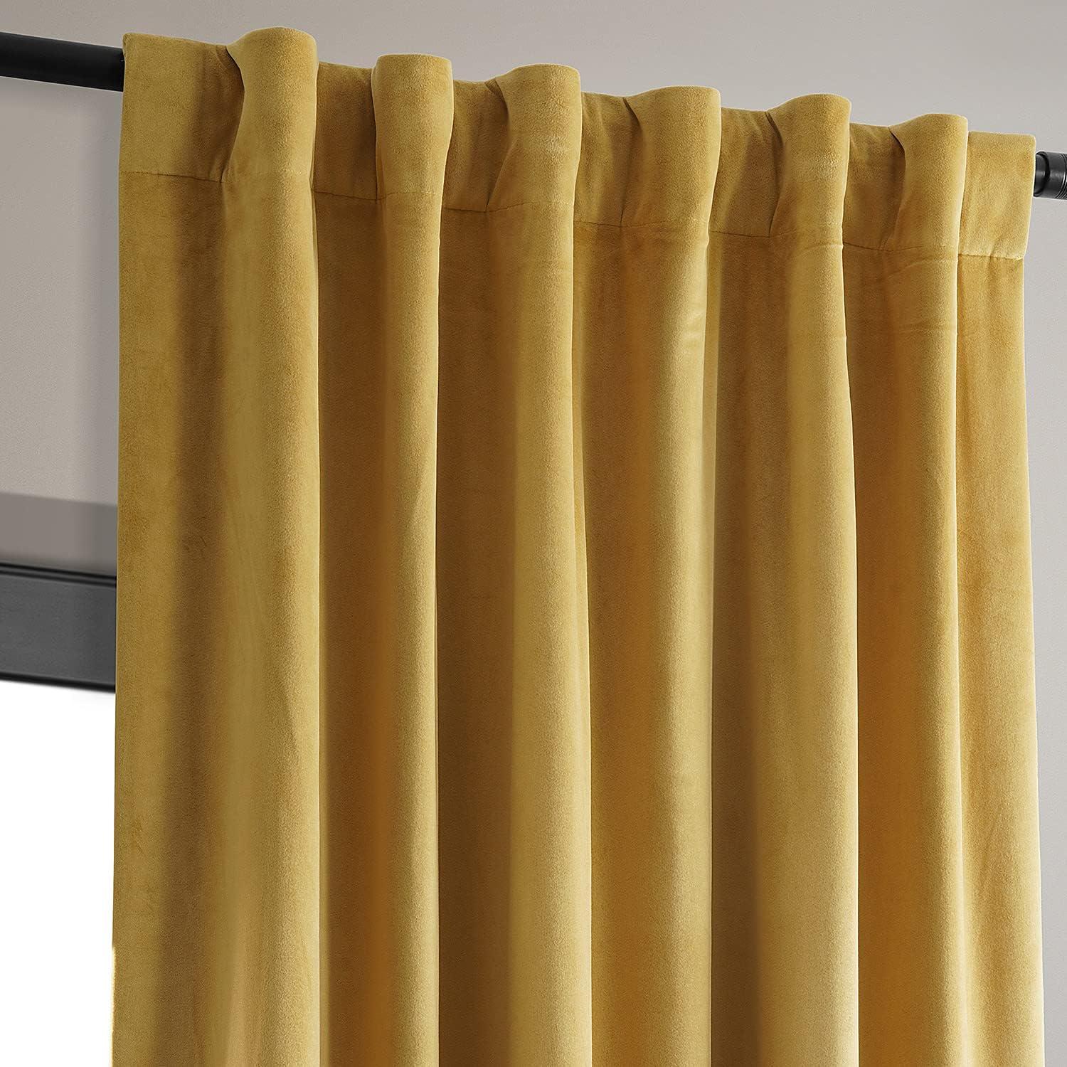 Half Price Drapes Signature Fool's Gold Velvet Blackout Curtains For Bedroom(1 Panel), 50WX 84L