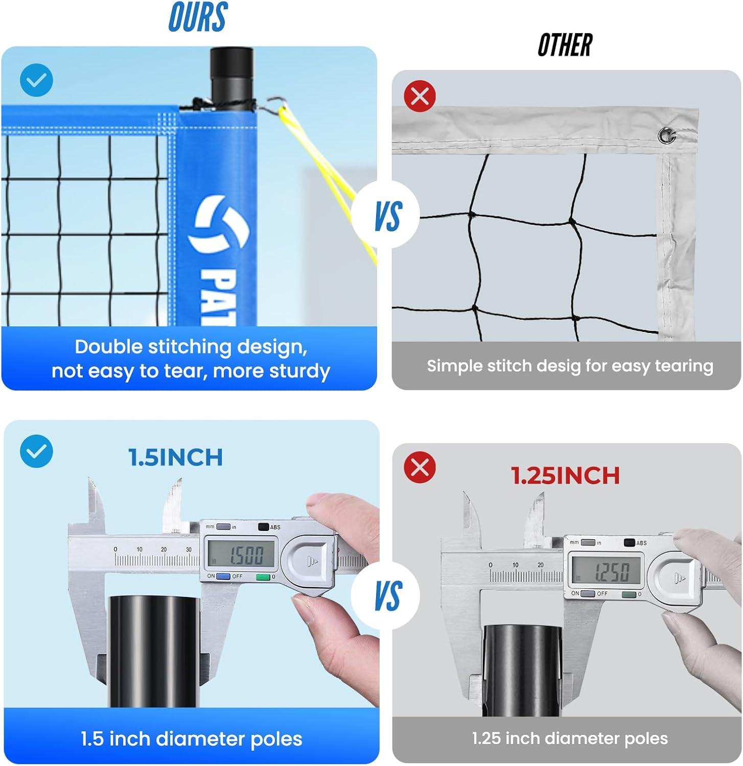 Patiassy  Volleyball Net for Beach Backyard PU Volleyball with Pump and Carry Bag