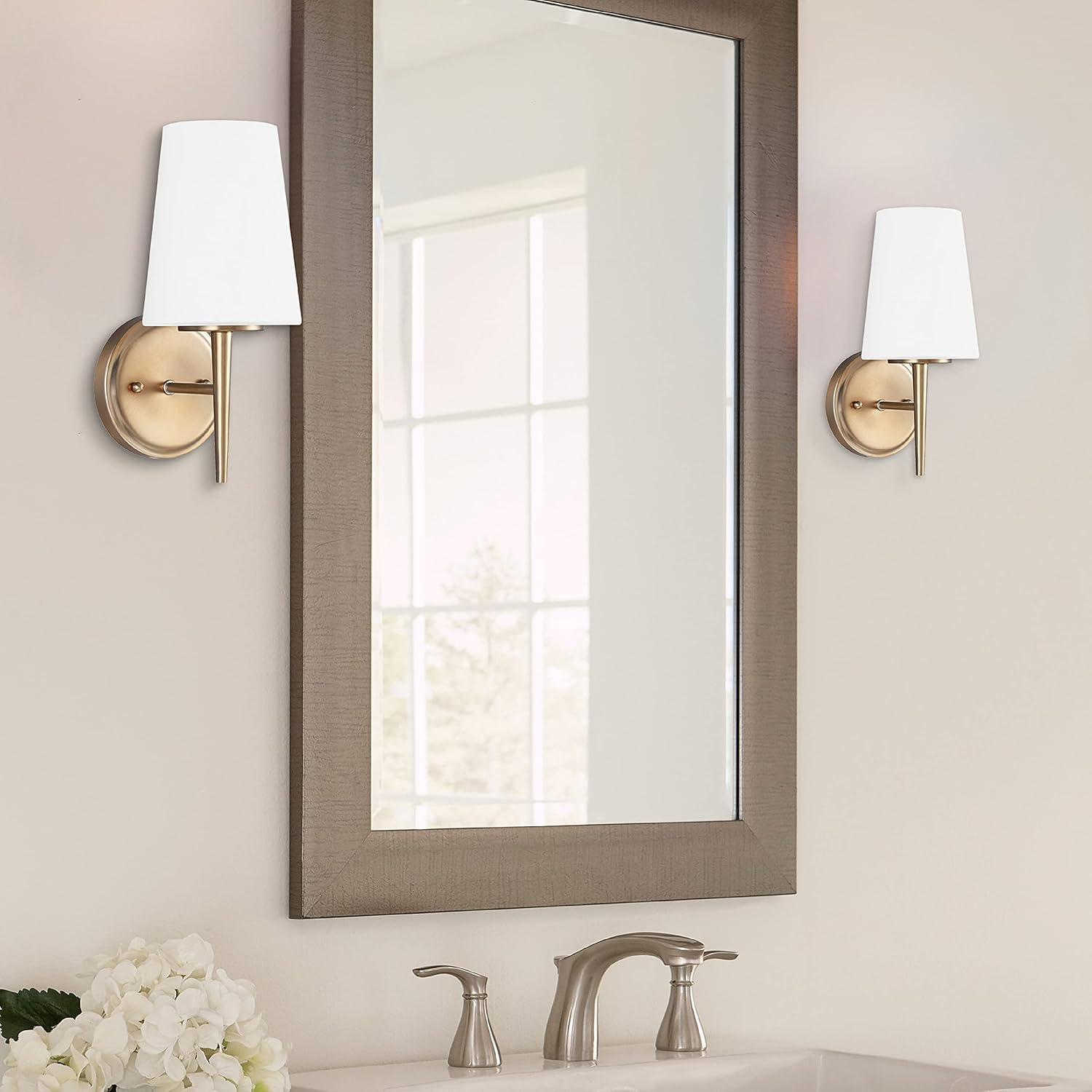 Satin Brass and Opal Glass LED Wall Sconce