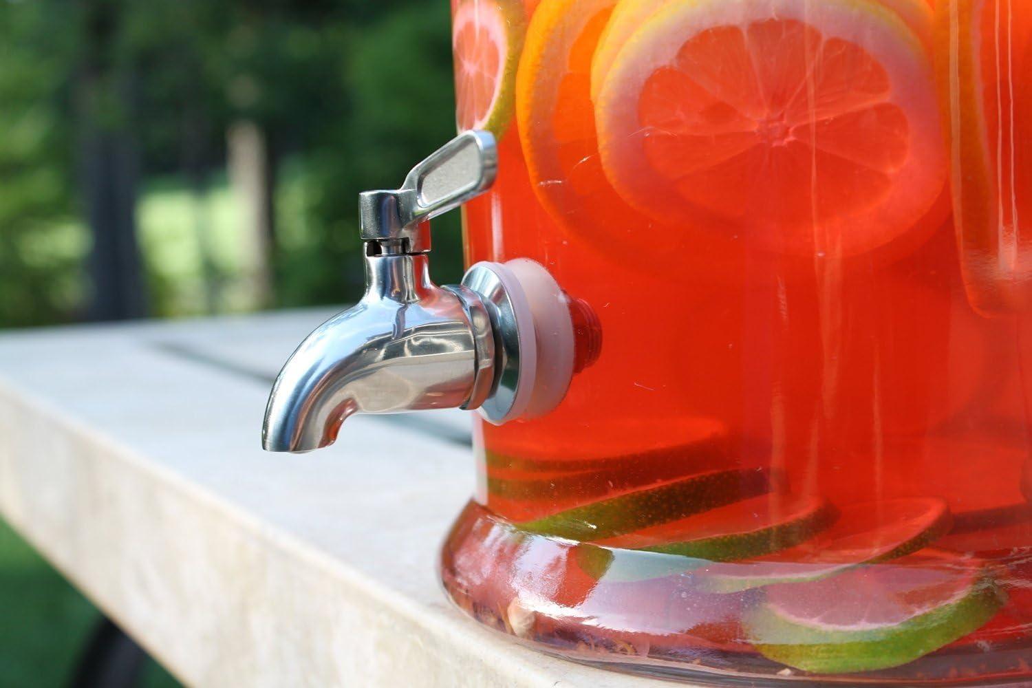 Polished Stainless Steel Beverage Dispenser Replacement Spigot Set