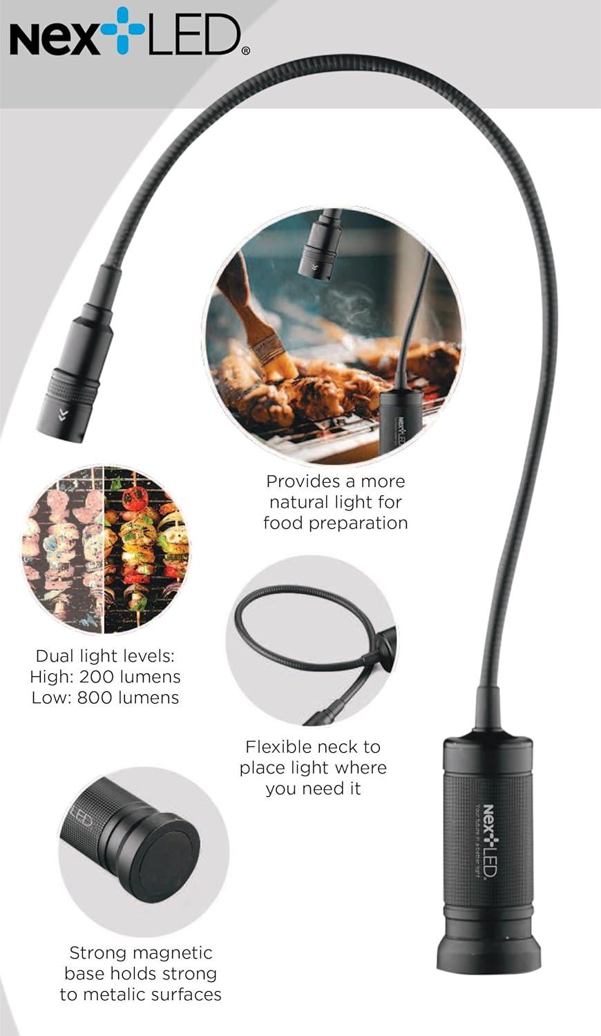 NextLED Magnetic BBQ Grilling Light for Outdoor Grill, 18-Inch Flexible Neck