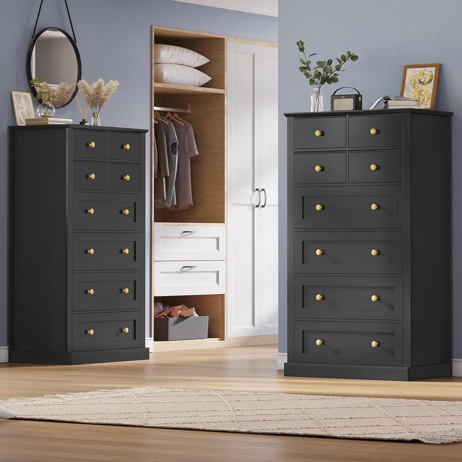 Winston Porter 8 Drawers Tall Dresser For Bedroom, Tall Dressers And Chest Of Drawers, Vertical Chest Of Drawers Dresser For Bedroom