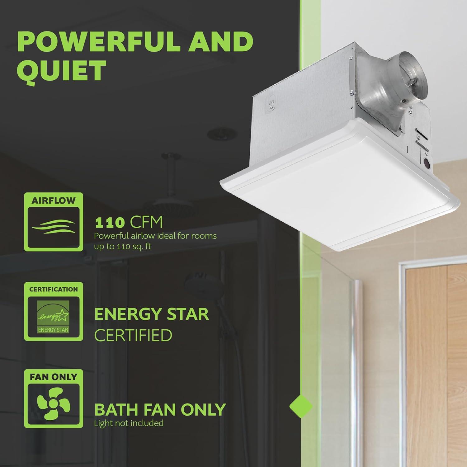 White Modern Ceiling Mount Quiet Bathroom Exhaust Fan