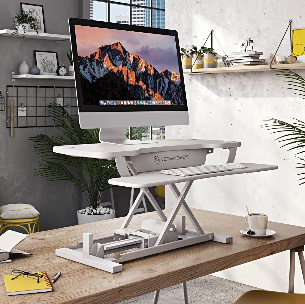 PowerPro Standing Desk Converter, PowerPro Electric Height Adjustable with Keyboard Tray