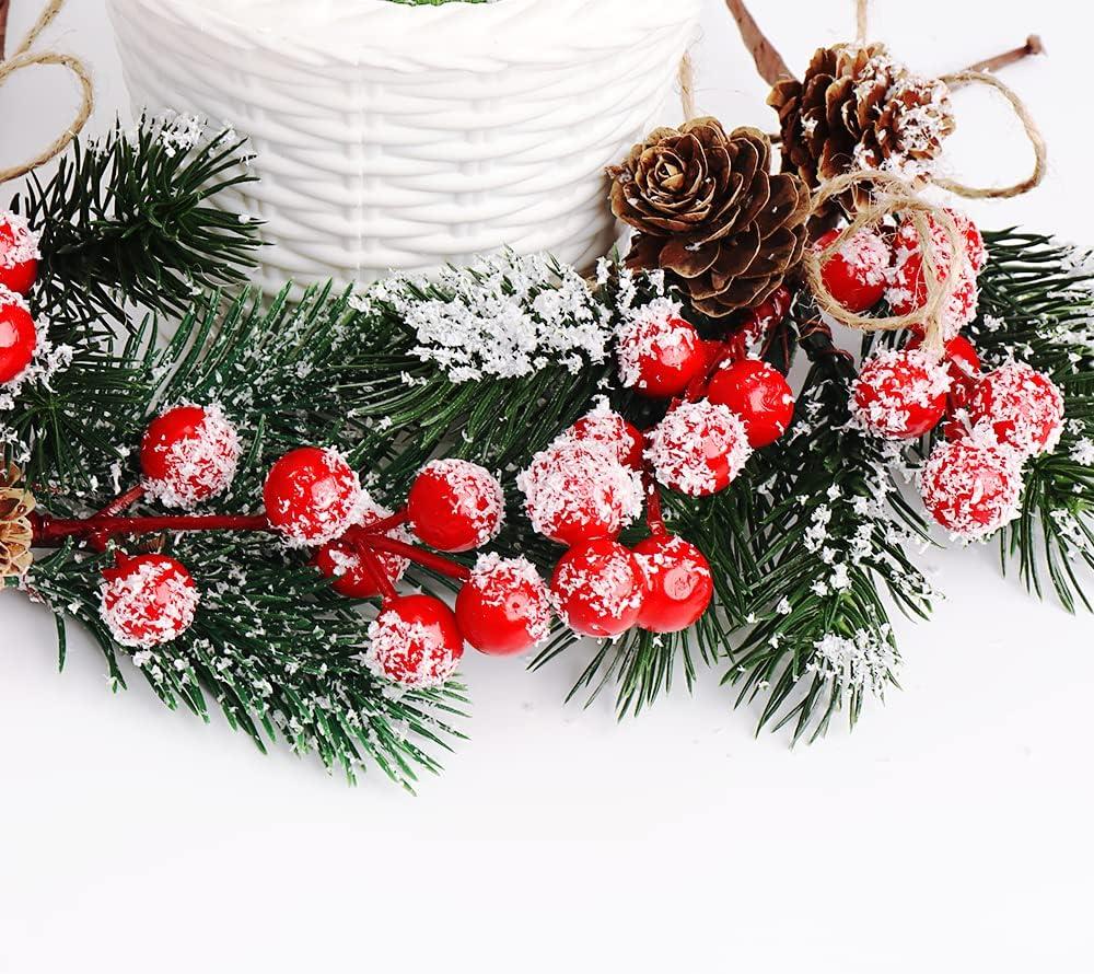 Rustic Pine and Red Berry Christmas Picks for DIY Crafts