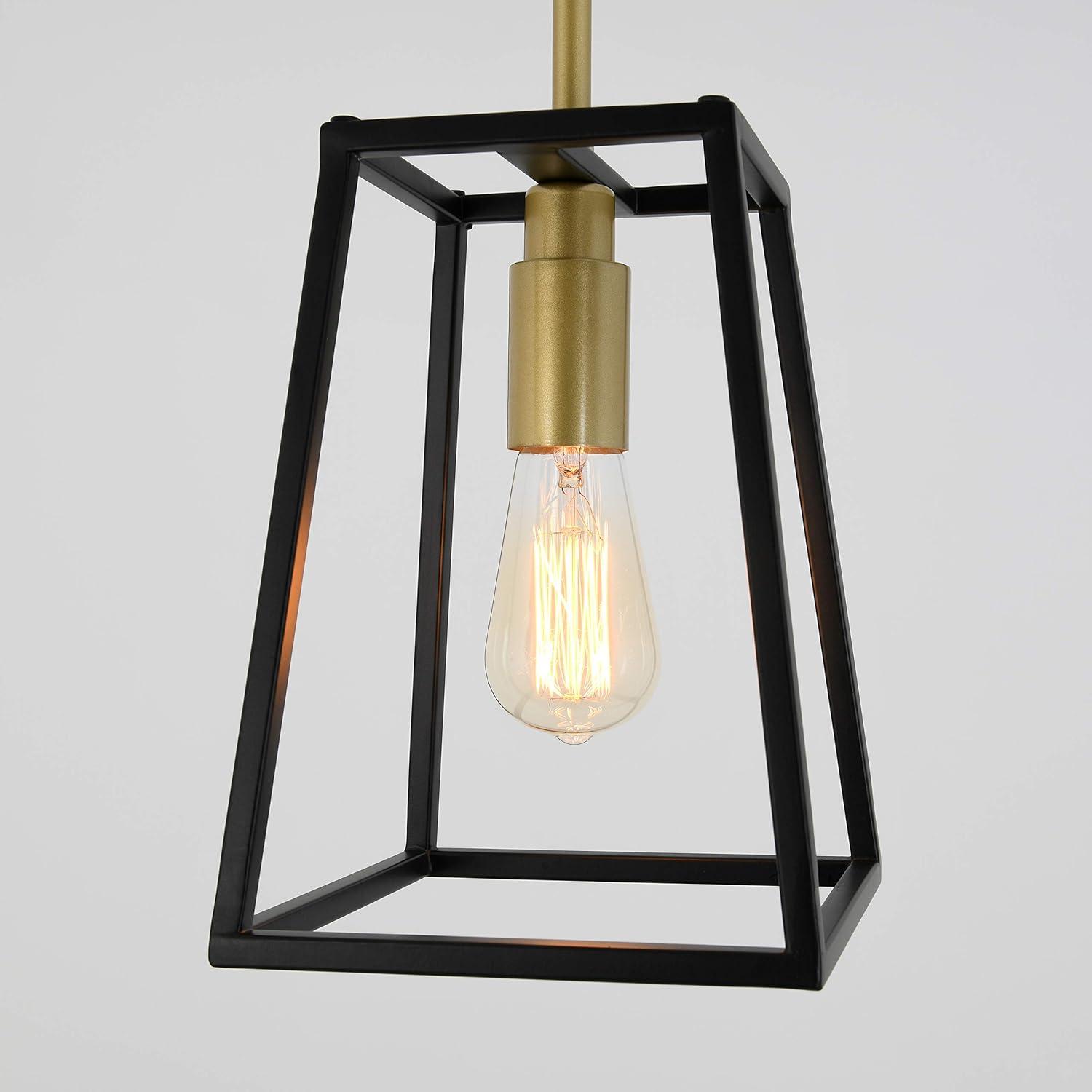 Artika Carter 1 Light Geometric Mini Pendant Light Fixture Black and Gold