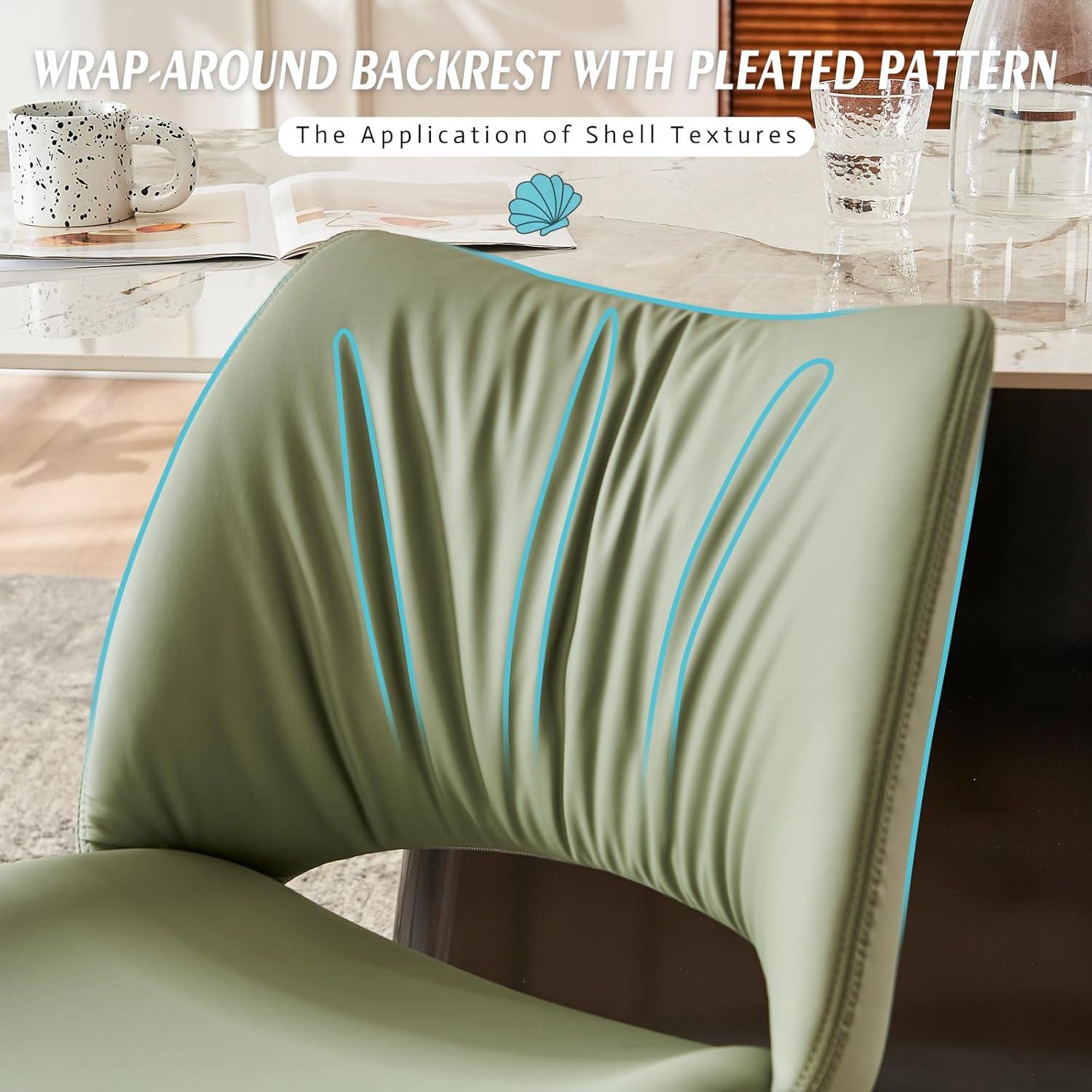 Mackensie Upholstered Dining Chairs Faux Leather Kitchen Chairs with Metal Legs