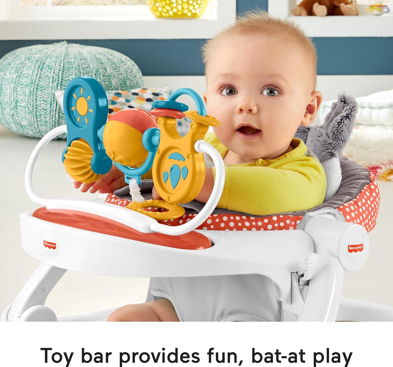 Fisher-Price Deluxe Sit-Me-up Floor Seat Infant Chair with Feeding Tray and Toys, Happy Hills