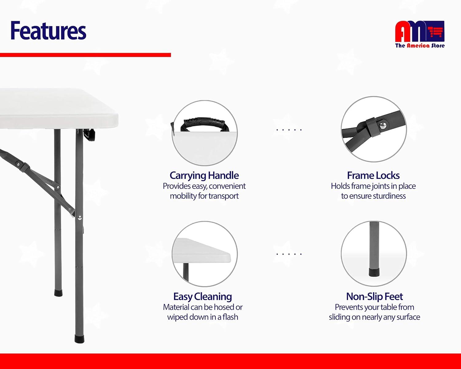 Best Choice Products Plastic Folding Table, Indoor Outdoor Heavy Duty Portable w/ Handle, Lock for Picnic