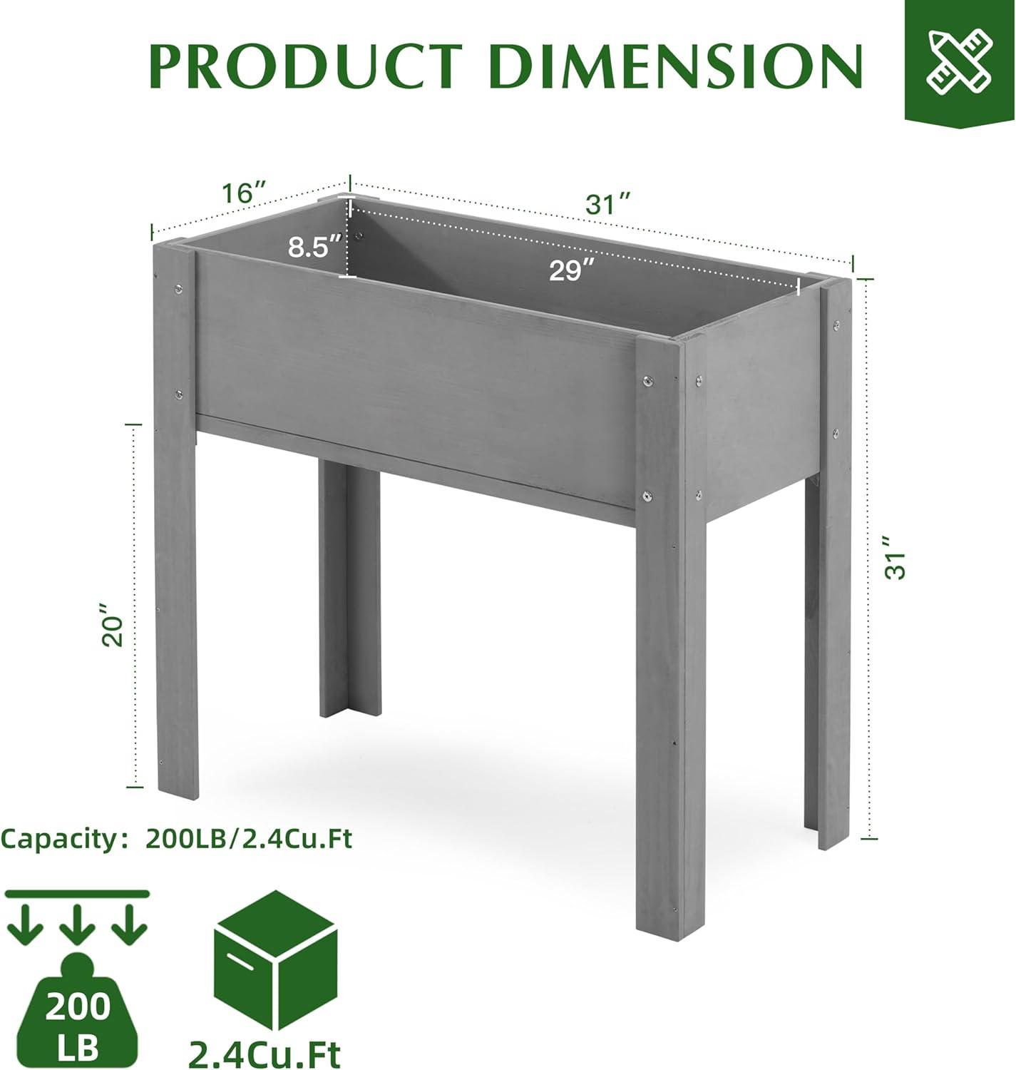 Arlmont & Co. Raised Garden Bed With Legs (31X16x31''), Solid Wood Elevated Planter Box For Outdoor