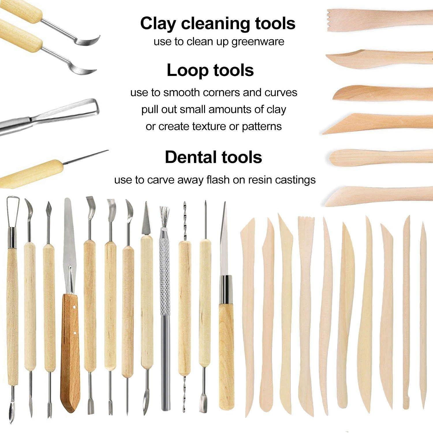 57-Piece Wooden and Stainless Steel Pottery Sculpting Tool Set