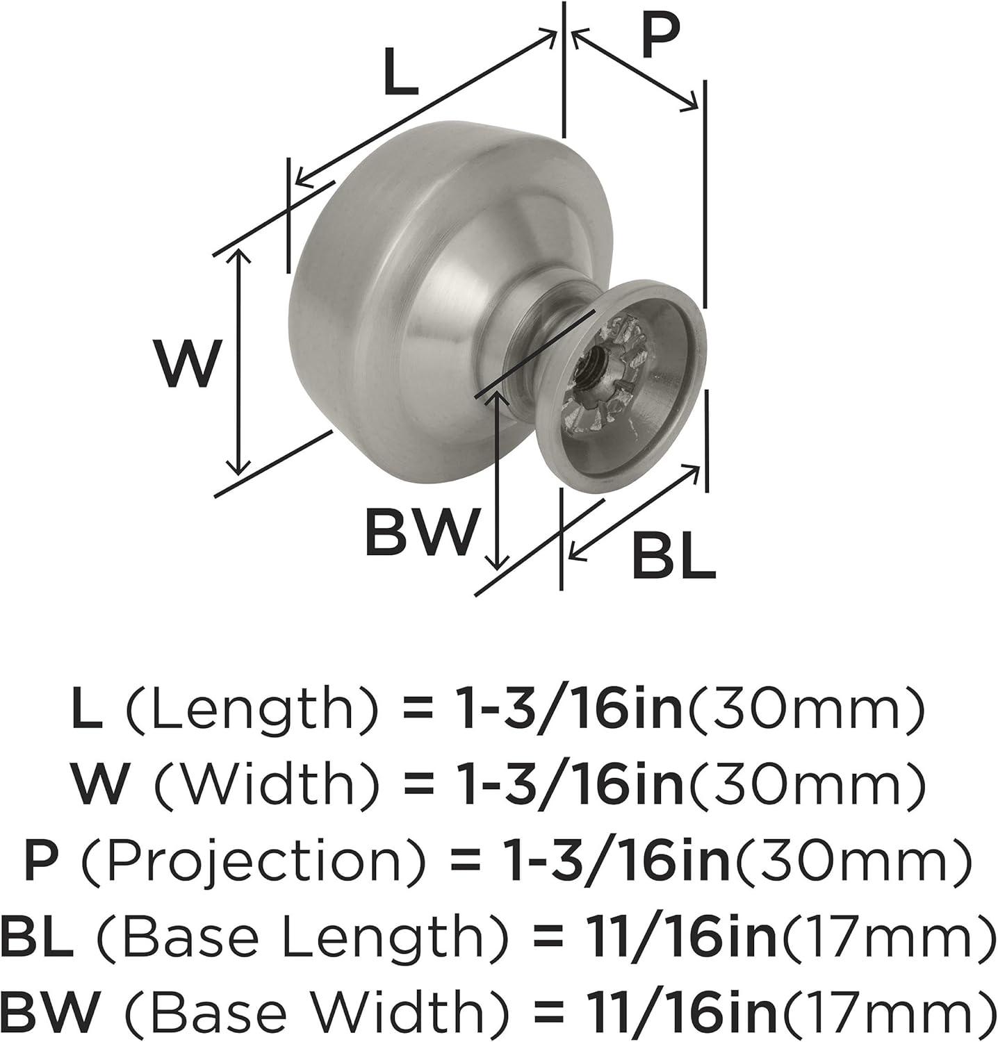 Amerock Kane 1-3/16 inch (30mm) Diameter Satin Nickel Cabinet Knob