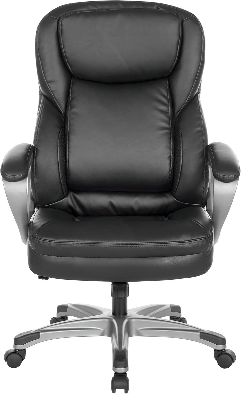 Executive Black Bonded Leather Chair with Titanium Coated Nylon Base