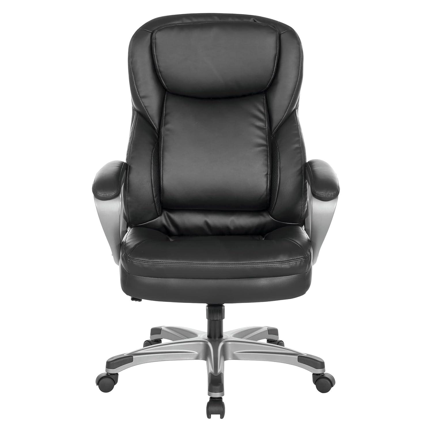Executive Black Bonded Leather Chair with Titanium Coated Nylon Base