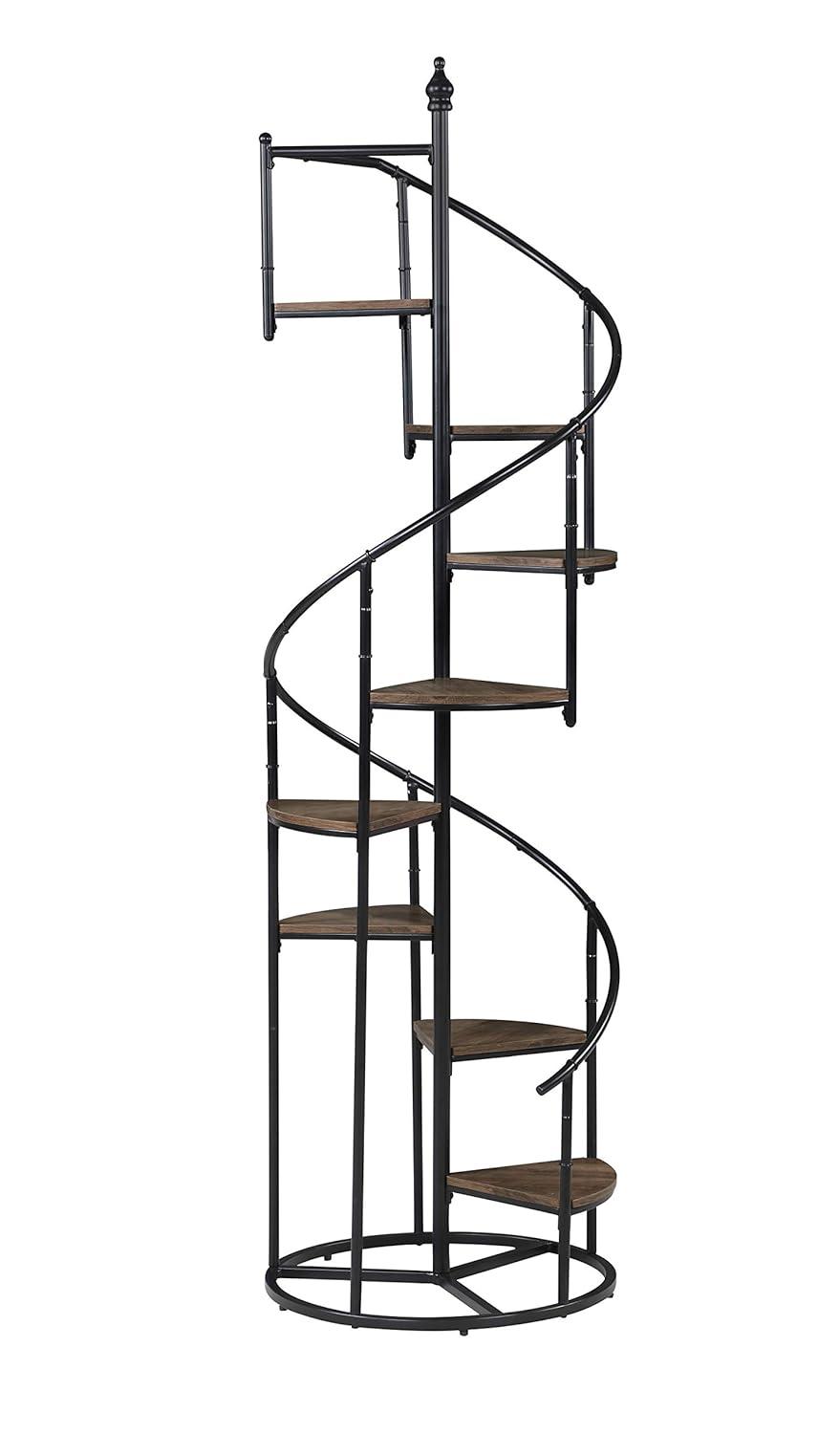 8-shelf Staircase Bookcase Rustic Brown and Black