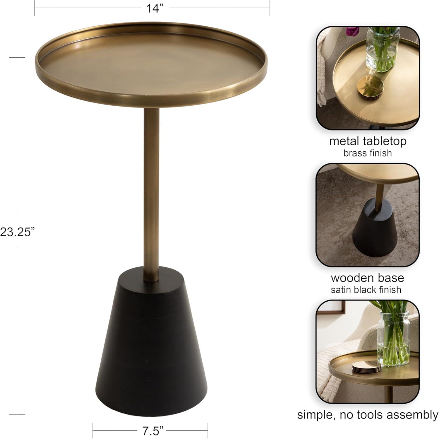 Kate and Laurel Tira Round Side Table, 14x14x24, Gold