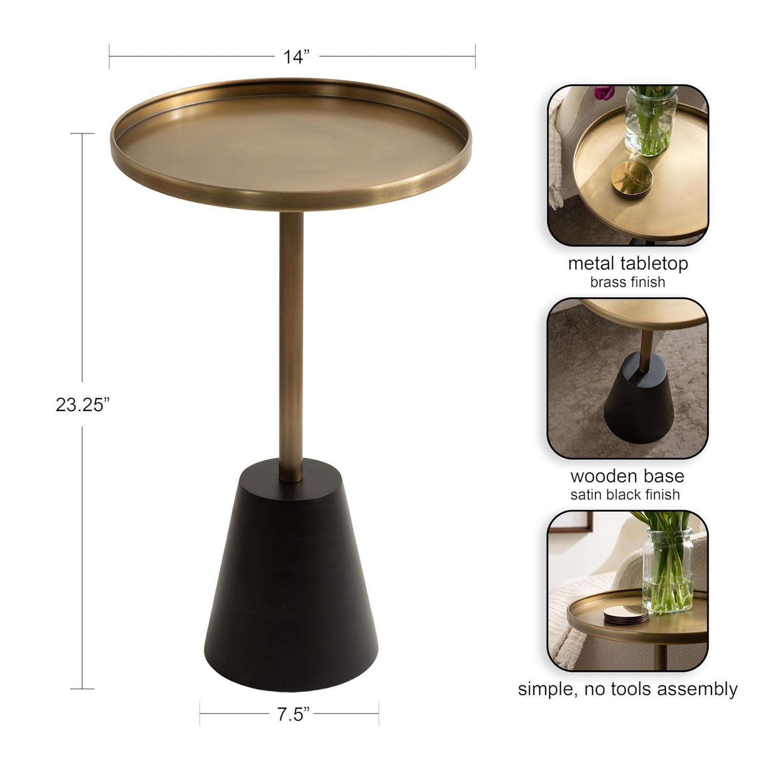 Kate and Laurel Tira Round Side Table, 14x14x24, Gold