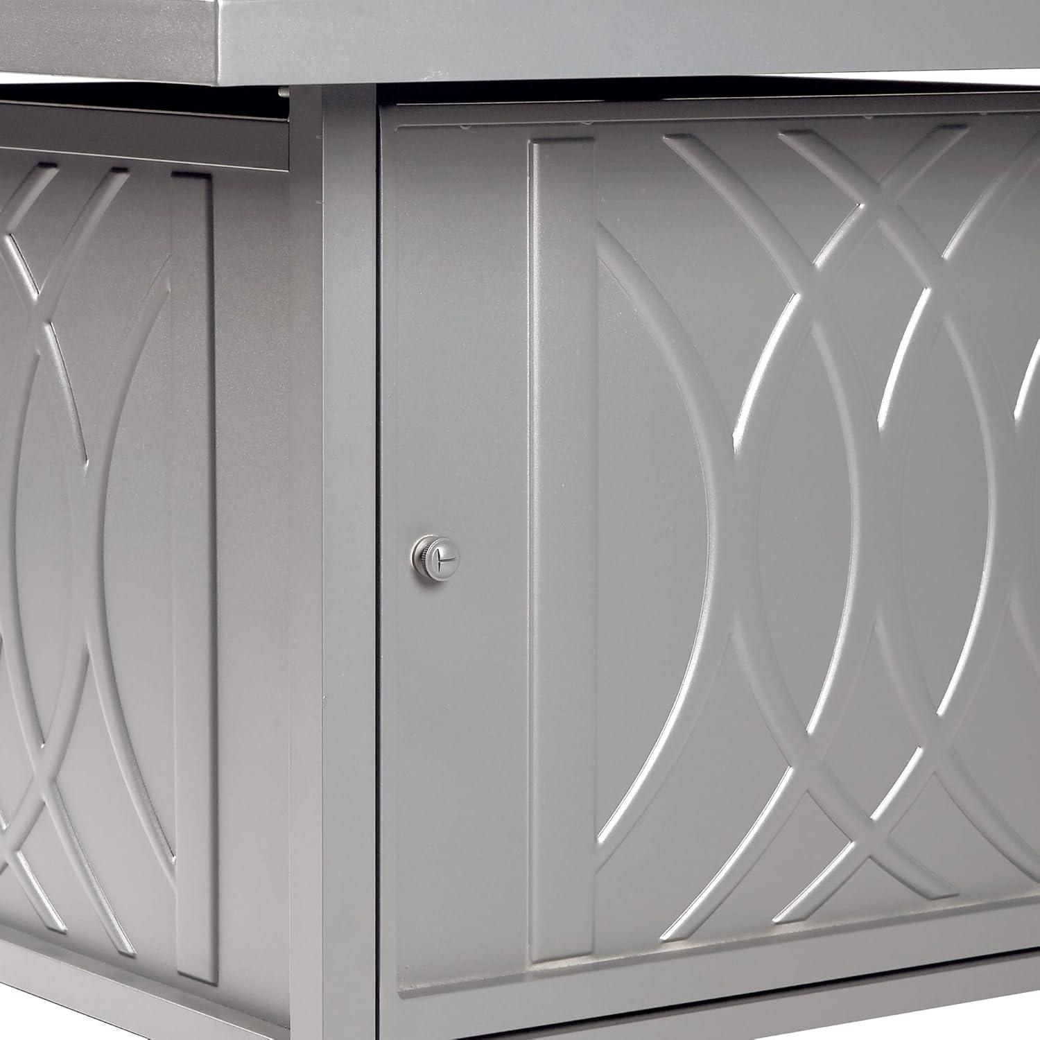 42" Square Aluminum 55000 BTUs Propane Modern Fire Table with 2 Covers - Gray - Oakland Living