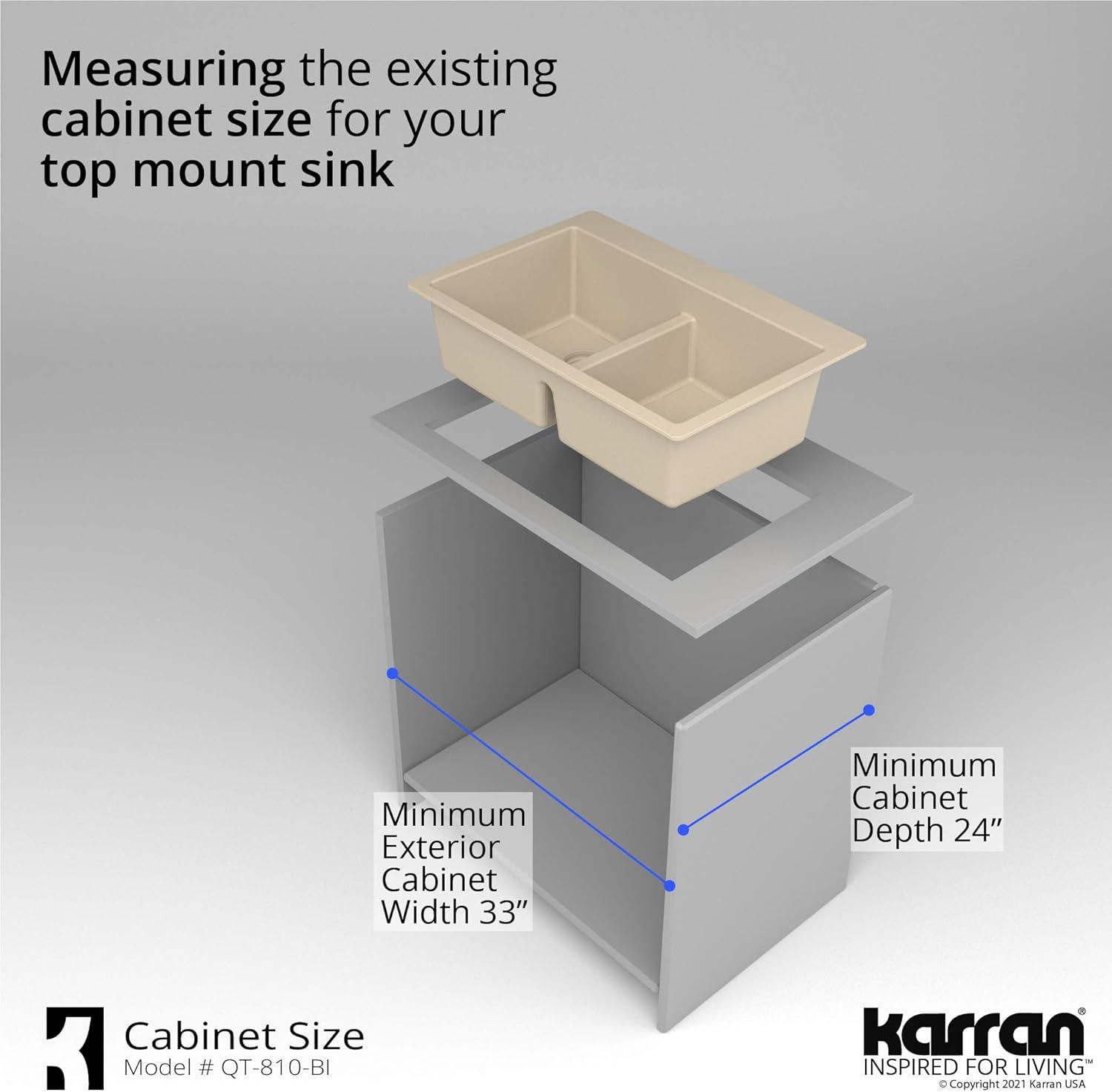 Karran Quartz 33'' X 22'' 50/50 Double Bowl Composite Drop-in Kitchen Sink