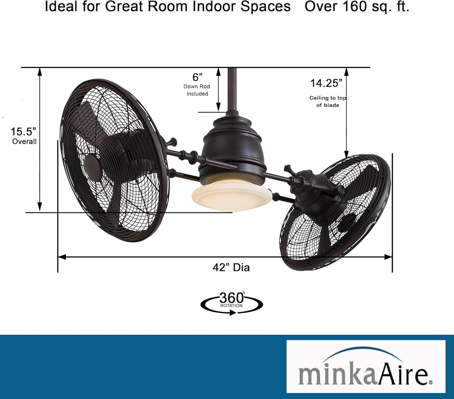 Minka Aire 42" Gyro 6 - Blade LED Dual Ceiling Fan with Wall Control and Light Kit Included