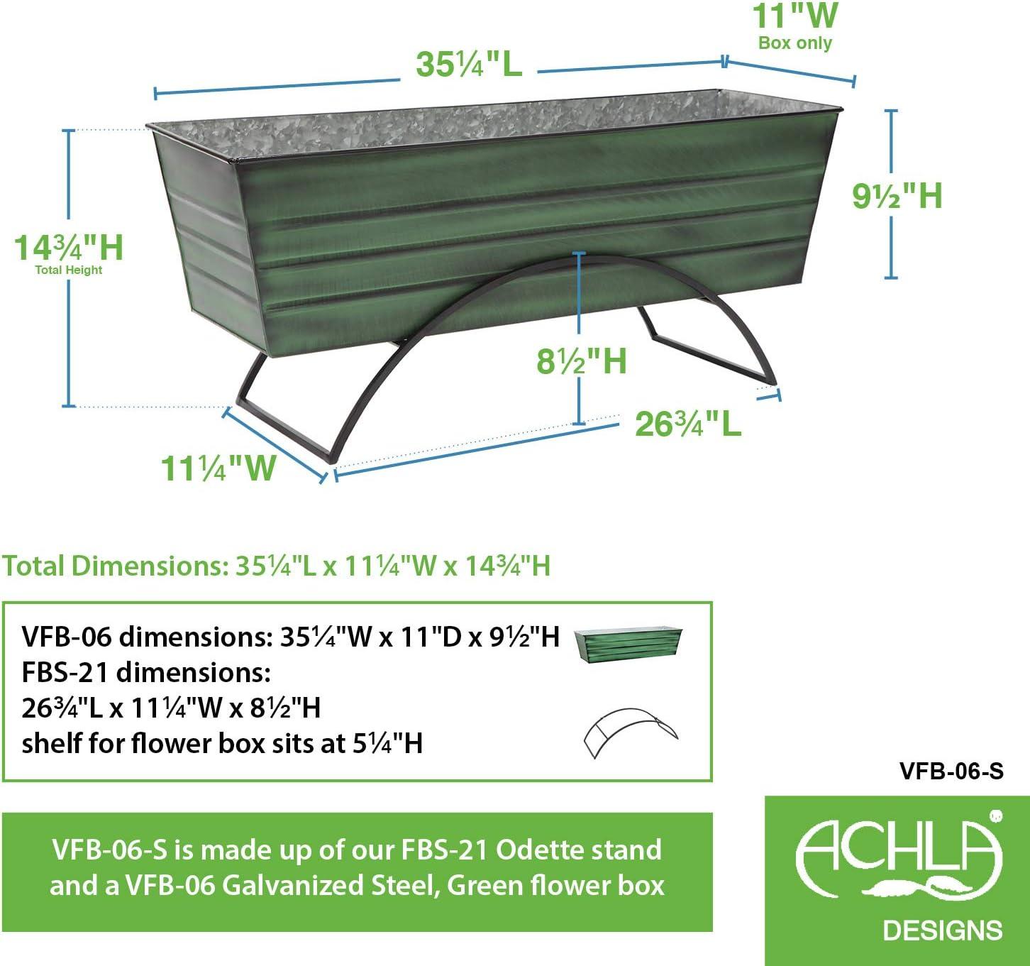 Large Green Galvanized Steel Flower Box with Stand