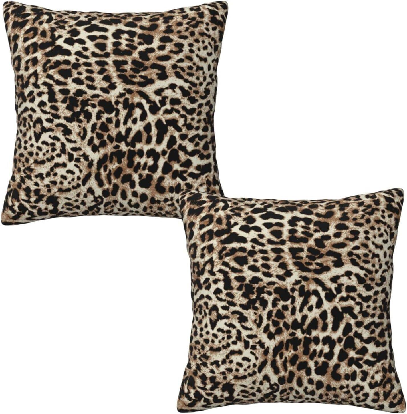 LALILO Throw Pillow Covers Trendy Leopard Wild Animal Cheetah Skin Cushion Cover 18" x 18", 2 Pack