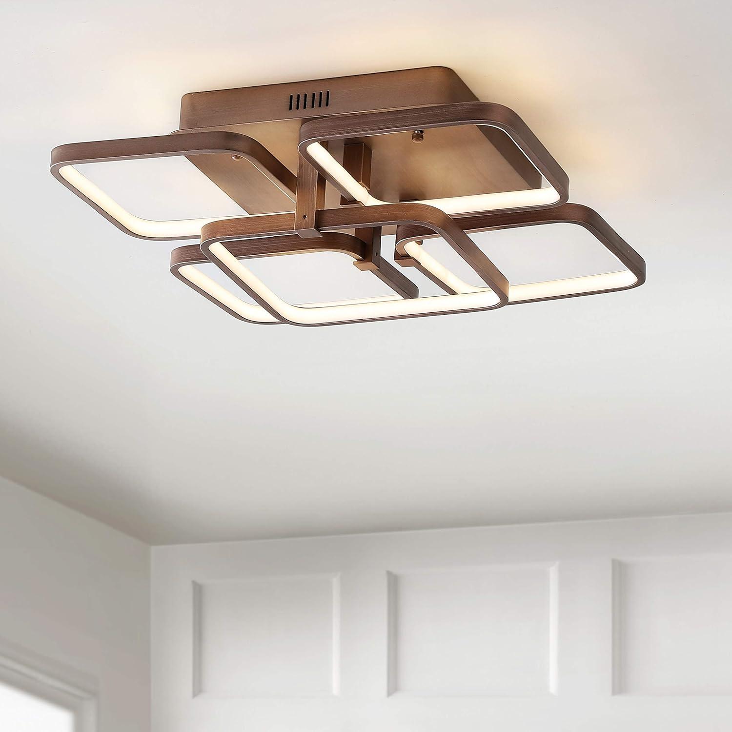 Sebastian 17.5" Coffee LED Geometric Flush Mount Ceiling Light