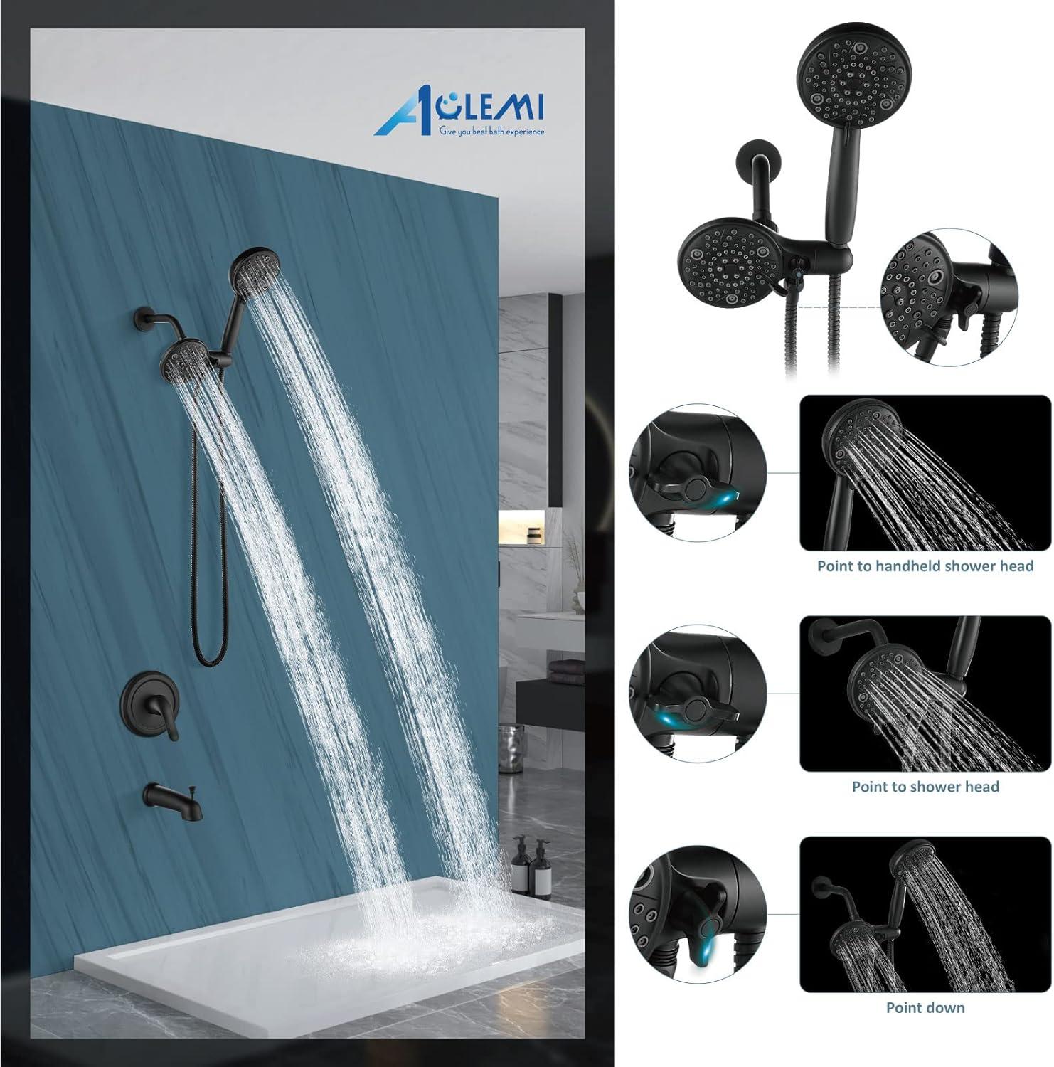 Matte Black Dual 2-in-1 Rain Shower System with Handheld