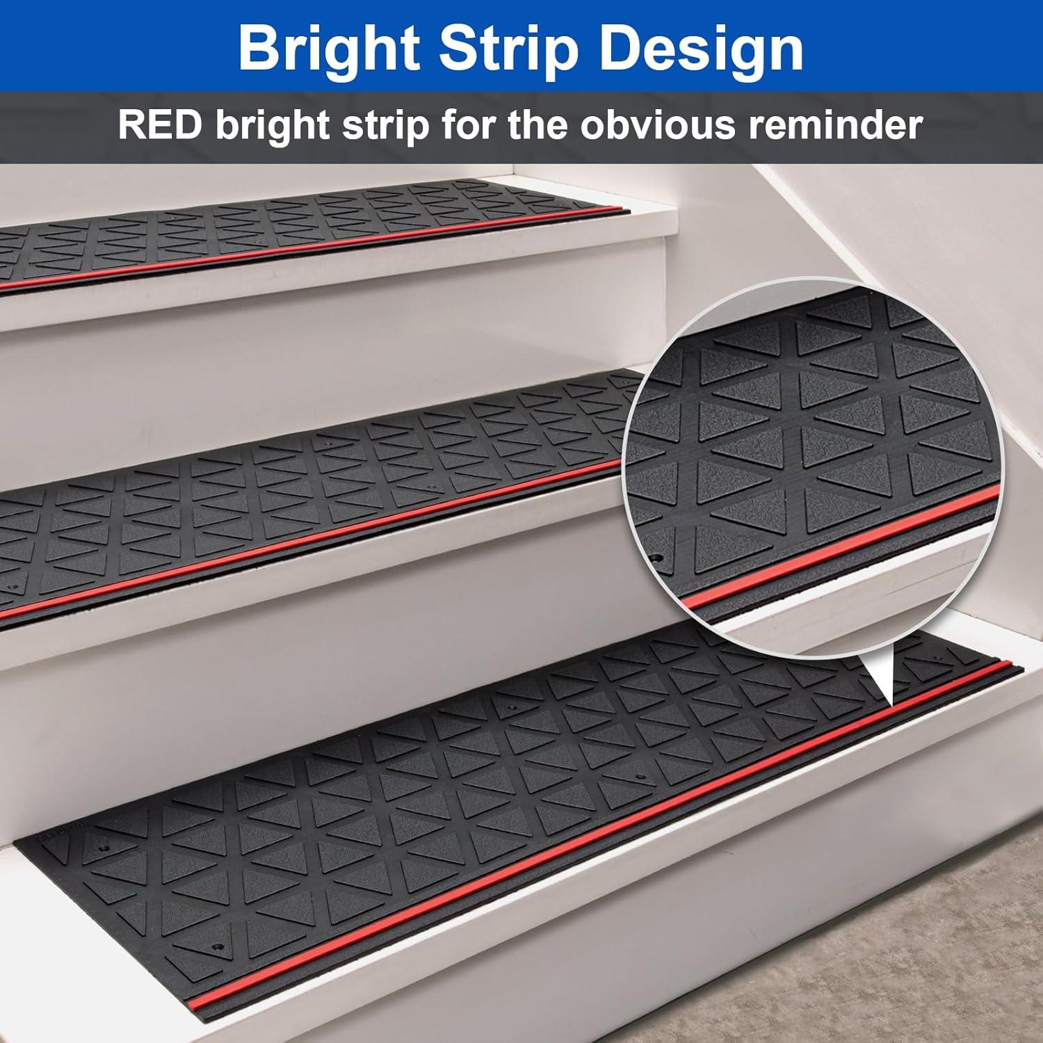 George Oliver 5 Pieces Outdoor Stair Treads Non-Slip, Heavy Duty Step Mats