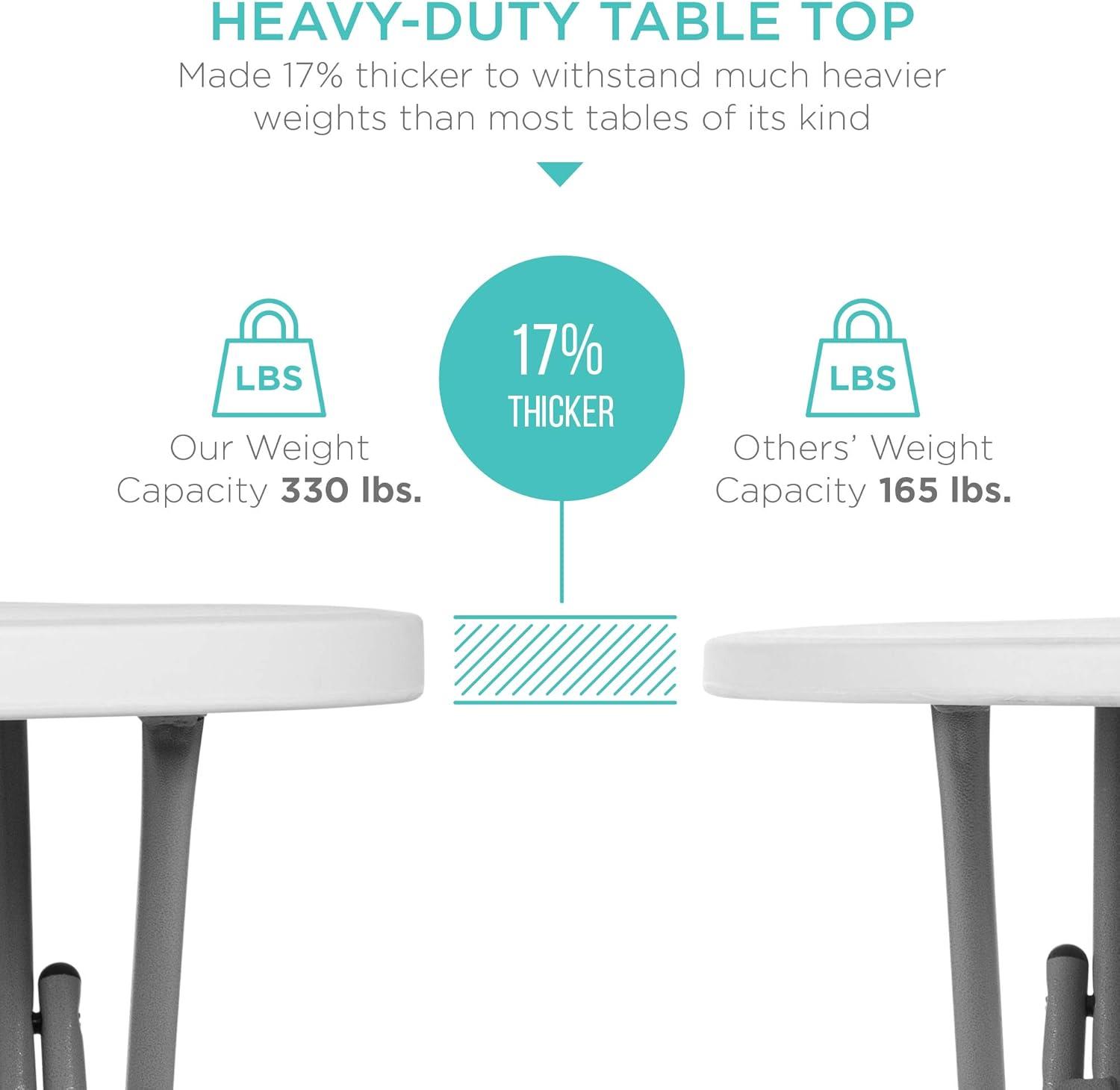 Essential Foldable Bar-Height Patio Table in Heavy-Duty White