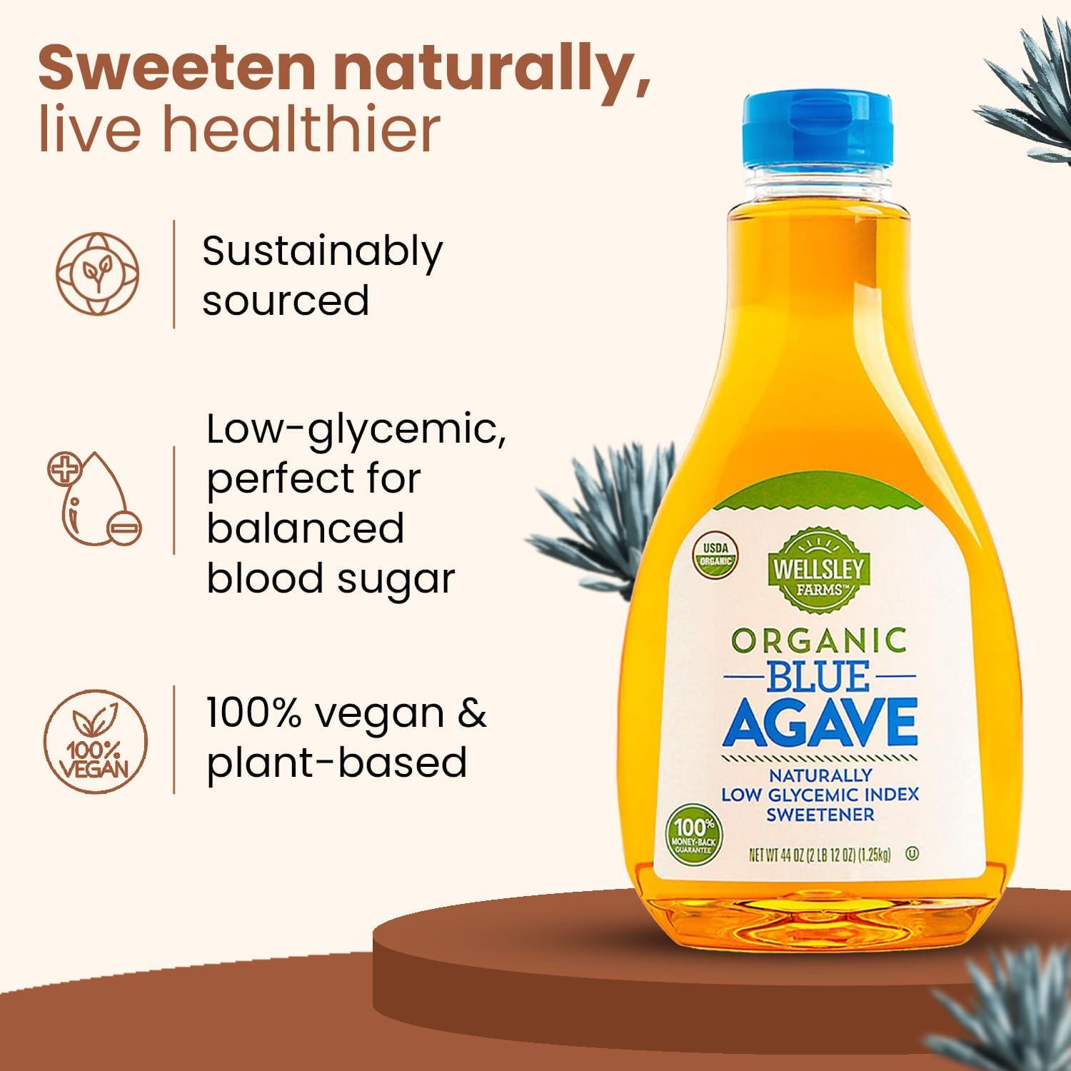 Wellsley Farms Organic Blue Agave, Liquid 44 oz.- Sugar Substitutes