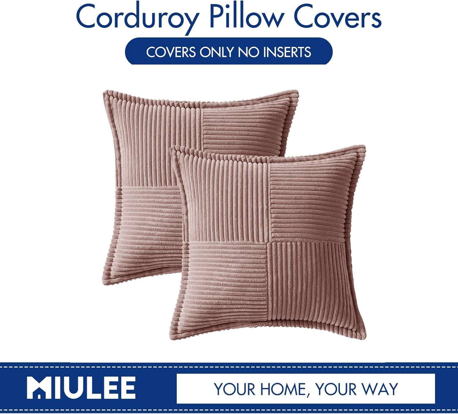 Line Apparel ecommerce Corduroy Pillow Covers With Splicing Set Of 2