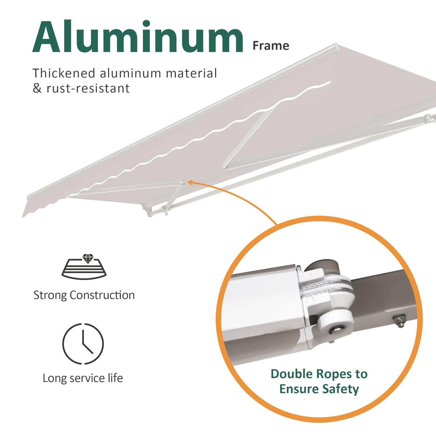 MCombo Manual Retractable Patio Door/Window Awning, Sunshade Shelter Outdoor Canopy