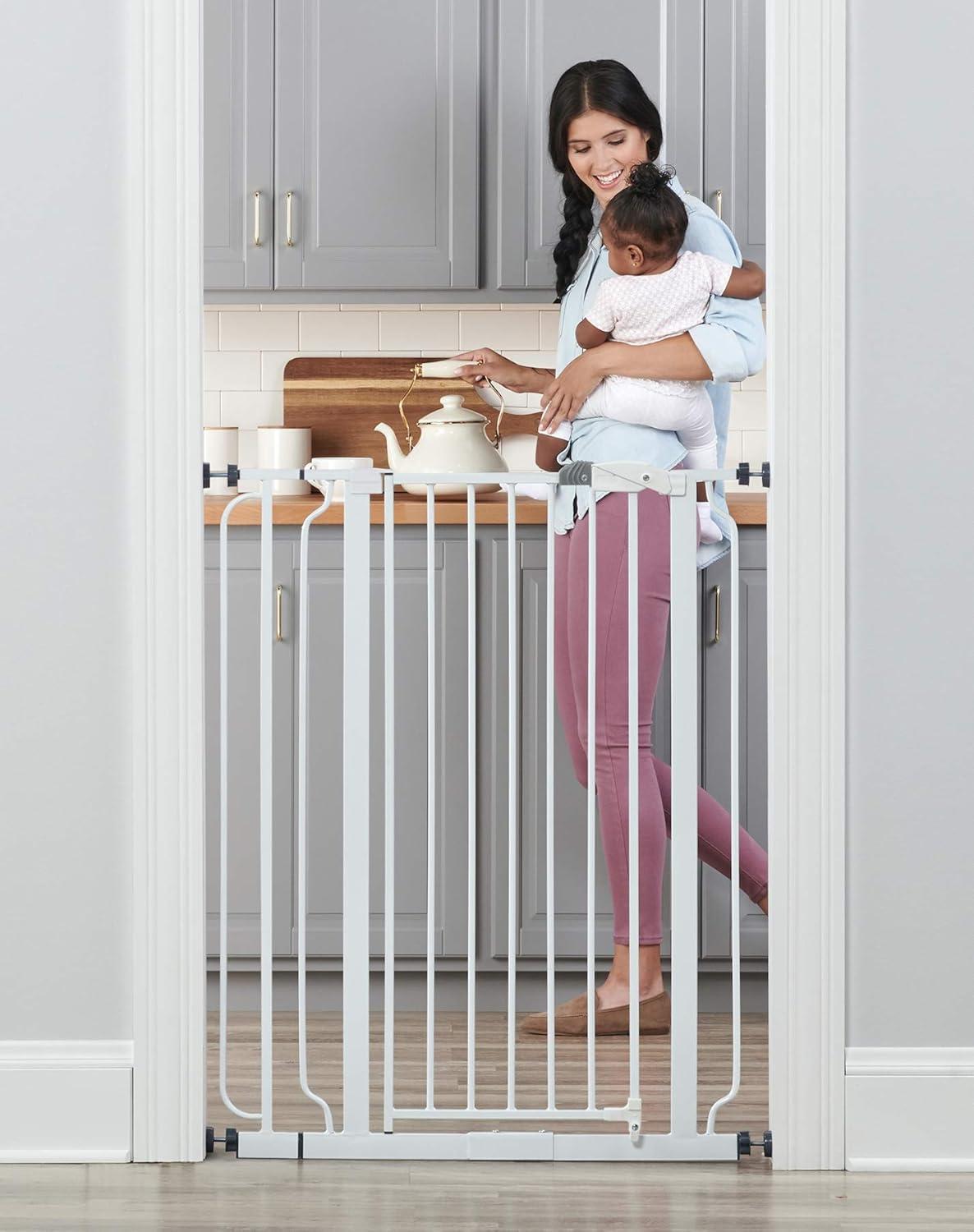 Regalo Extra Tall Easy Step Metal Walk Through Baby Gate - White