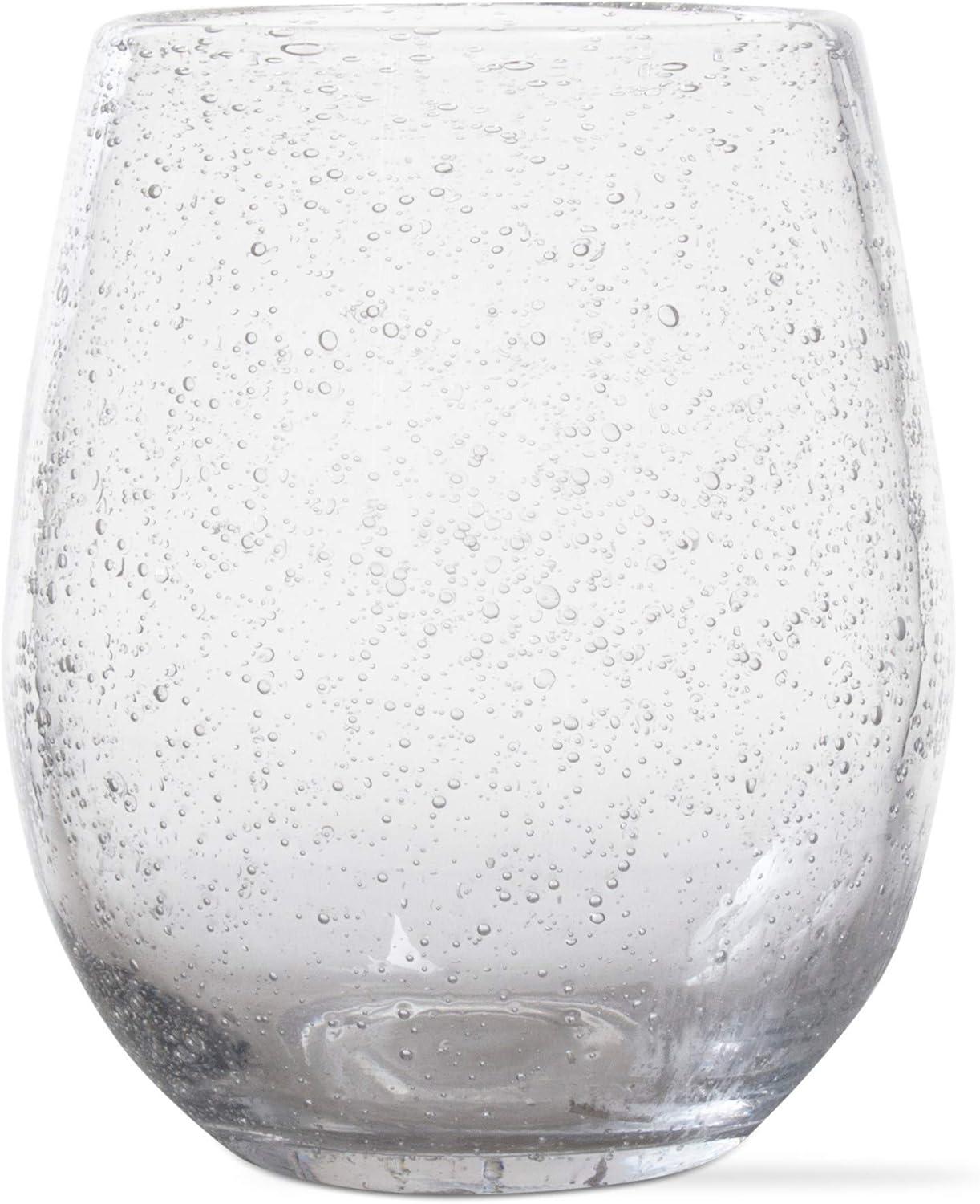 Clear Handcrafted Bubble Glass Stemless Wine Glass