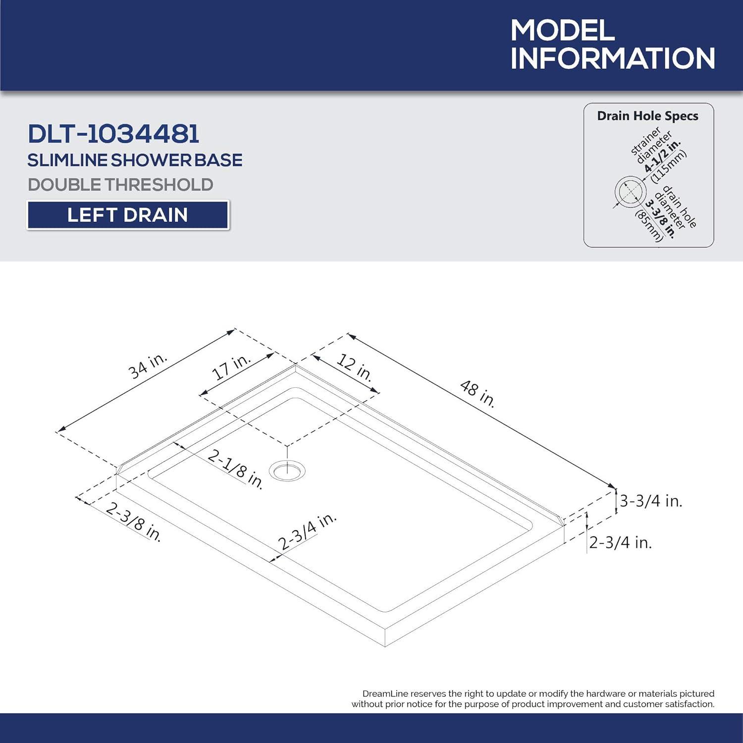 SlimLine 48" x 34" Double Threshold Shower Base